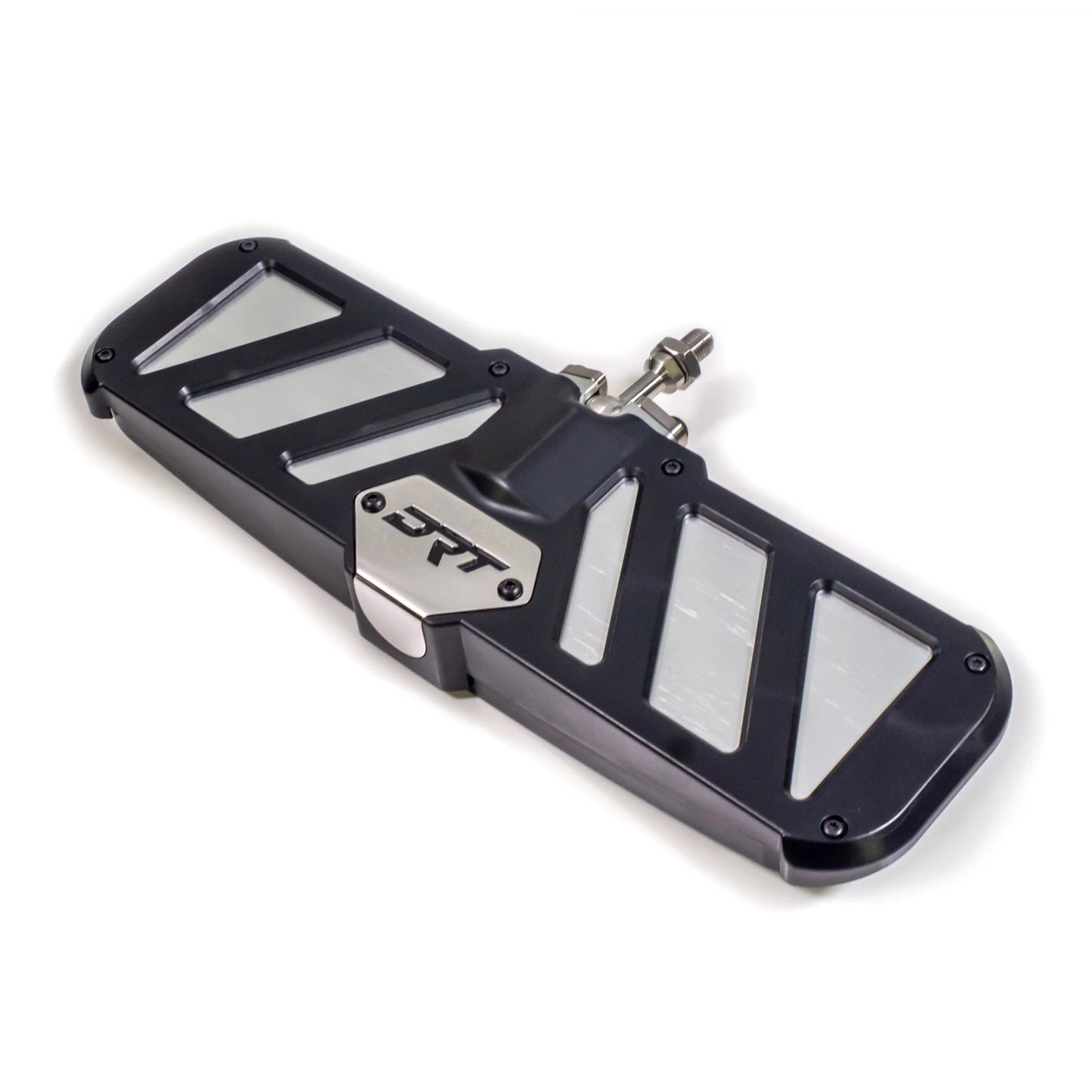 Metallic protective cover with 'DRT' branding on a white background