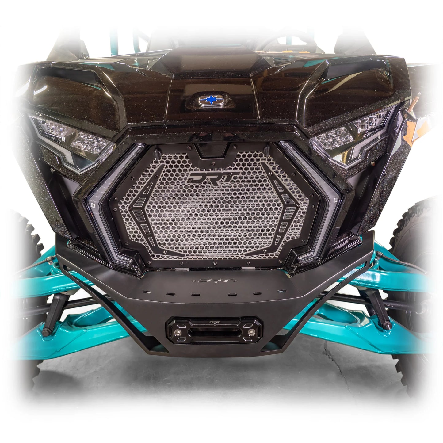 DRT Heavy Duty V2.0 Front Winch Bumper Skid Plate Polaris RZR Pro XP XP4 2020+ mounted 2025+ top view