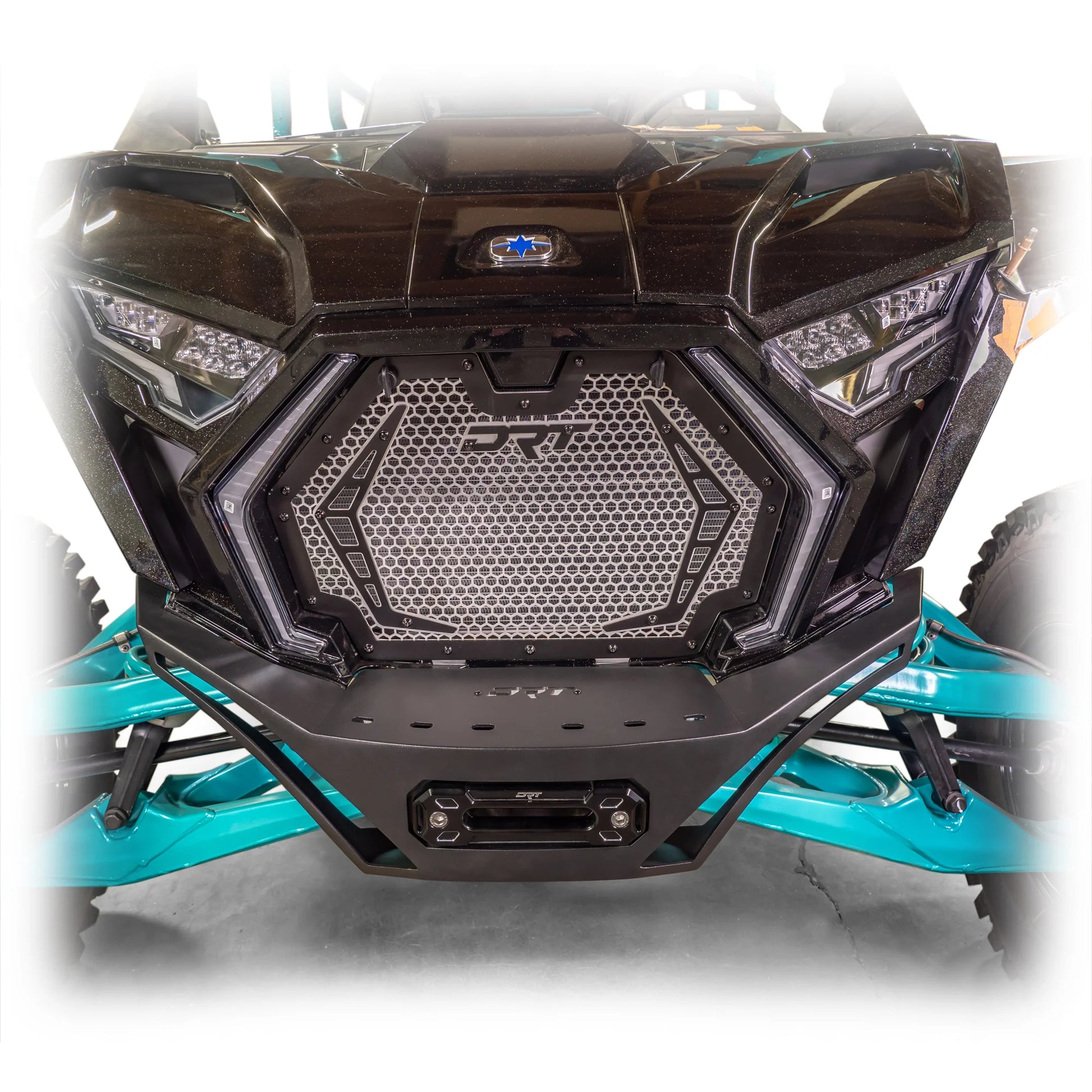 DRT Heavy Duty V2.0 Front Winch Bumper Skid Plate Polaris RZR Pro XP XP4 2020+ mounted 2025+ top view