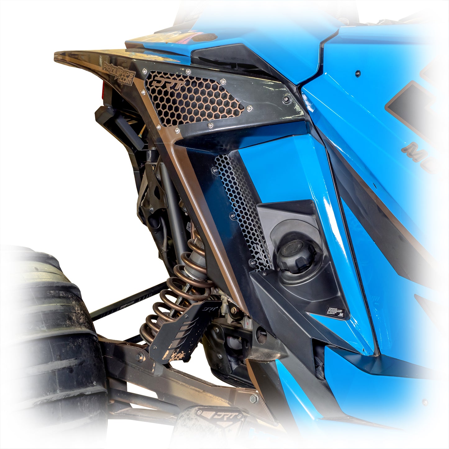 DRT Motorsports Polaris RZR Pro R/Turbo R Aluminum Rear Fender Screen set side view