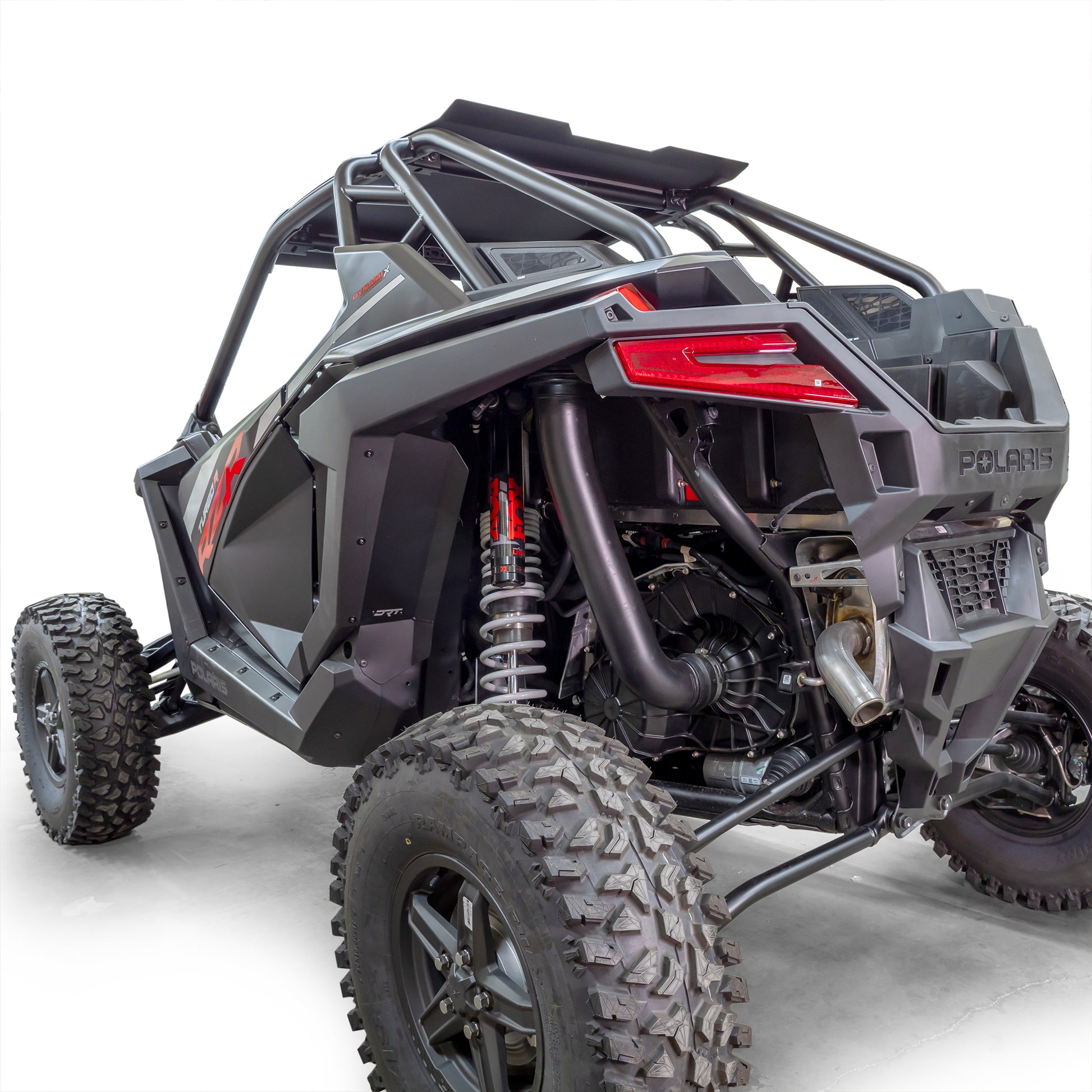 DRT Motorsports Polaris Pro XP / Turbo R Aluminum Rear Inner Fender Guards Mounted Drivers Side View