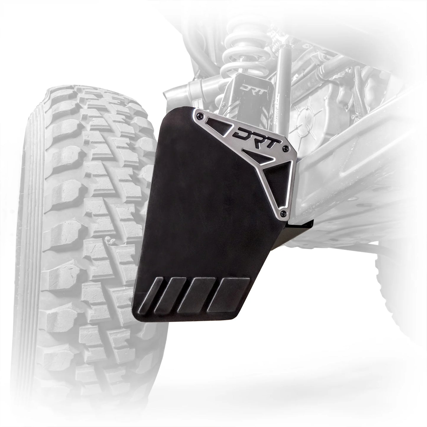 DRT Billet Aluminum Extended Rear Mud Rock Flap Guards Guard POLARIS PRO XP XP4 2020+ Mounted Front View