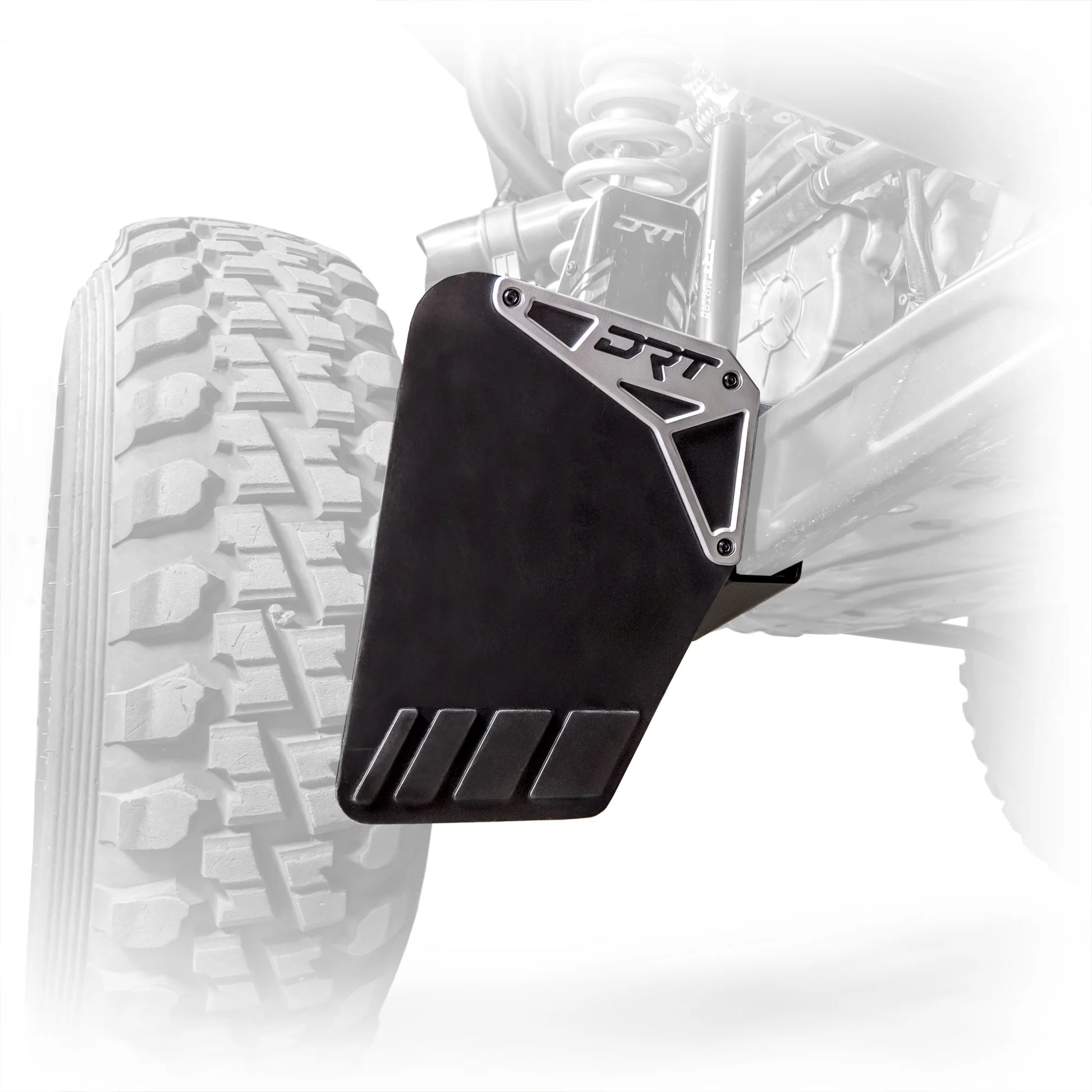 DRT Billet Aluminum Extended Rear Mud Rock Flap Guards Guard POLARIS PRO XP XP4 2020+ Mounted Front View