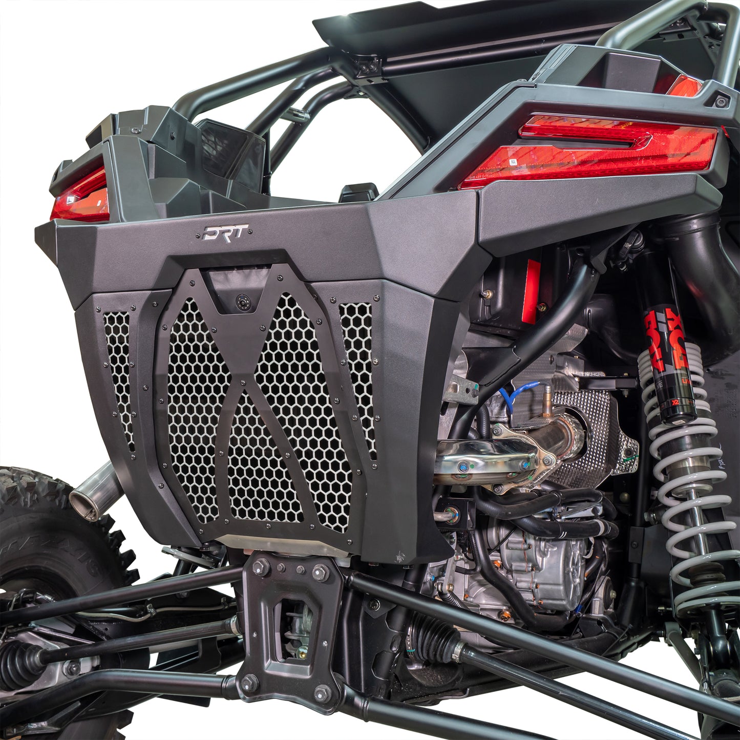 DRT Motorsports Polaris Pro XP / Turbo R Rear Bumper - Black Mounted Side View