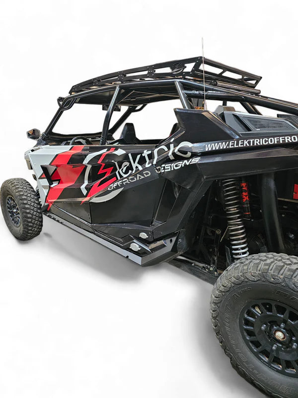 EOD VOLT ROCK SLIDERS GUARDS RAILS POLARIS RZR PRO XP PRO R TURBO R FOUR SEAT mounted drivers rear view