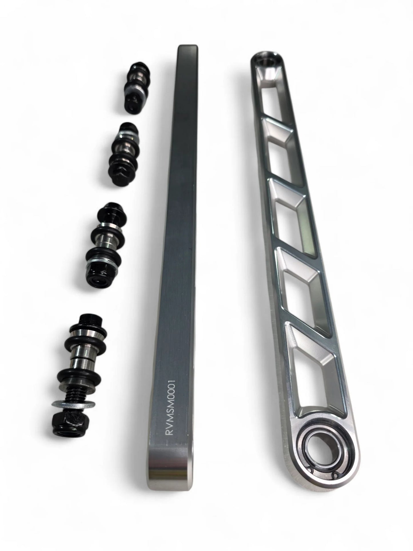 Elektric offroad Rear Sway Bar links with hardware on white background