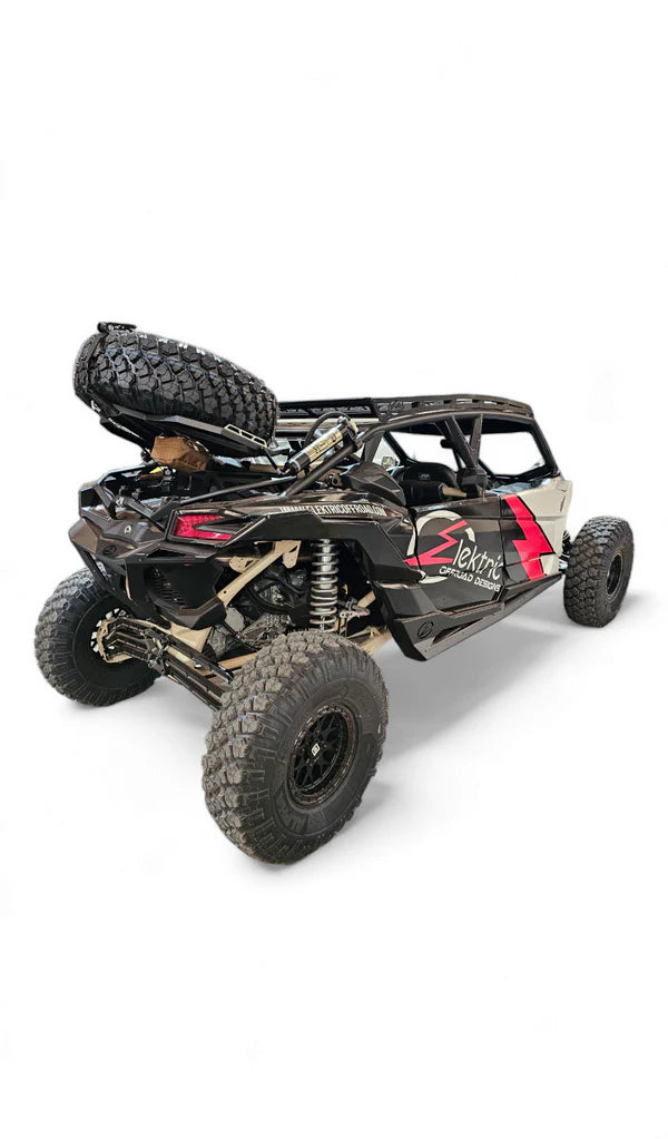 Elektric Offroad EOD Adjustable 3 Way Ratcheting Spare Tire Tie Down Y Strap 1.5" UTV Truck Jeep With mount and tire