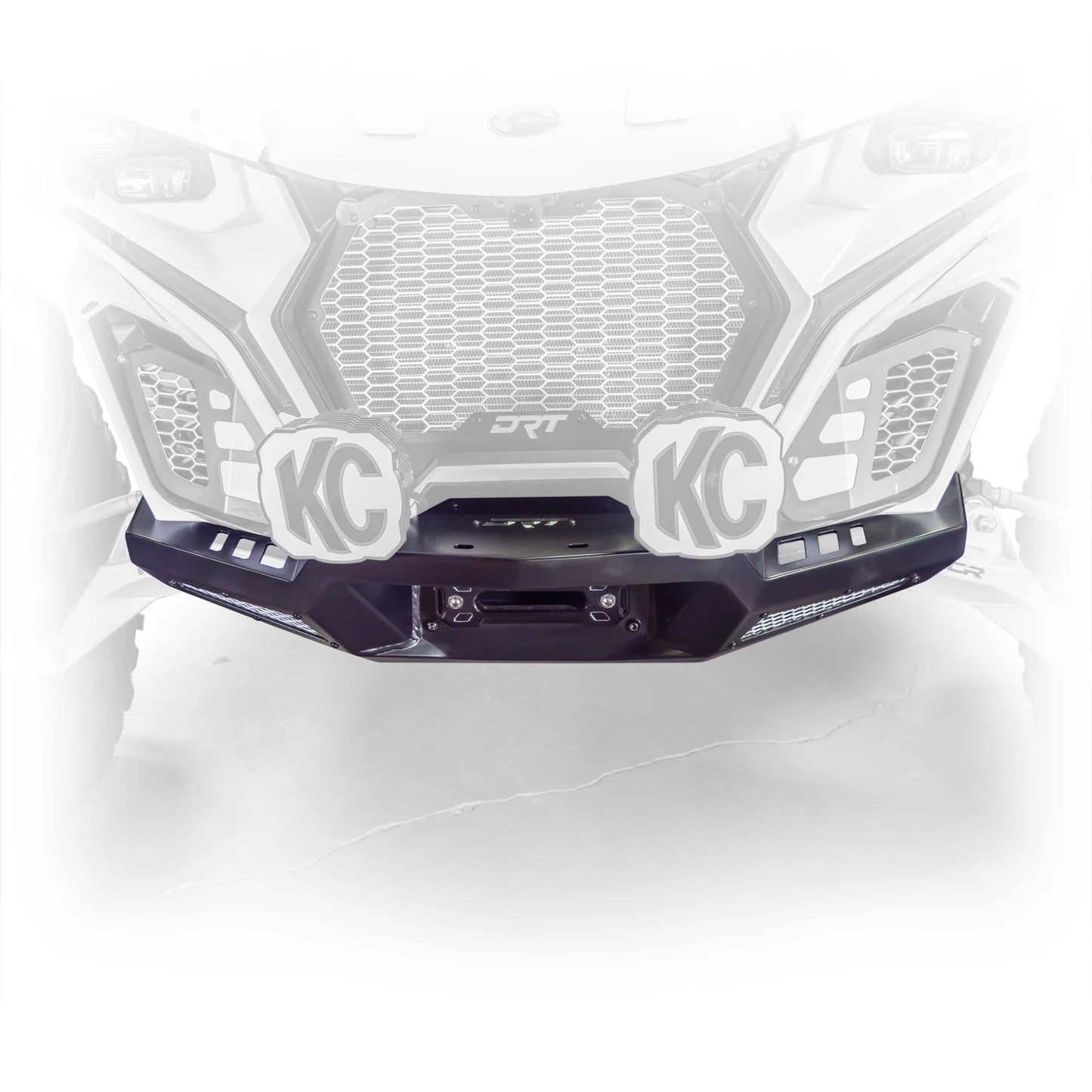 DRT Front Winch Bumper Guard W Mesh Inserts Black Fits: CAN-AM MAVERICK R 2024+ Mounted Top View