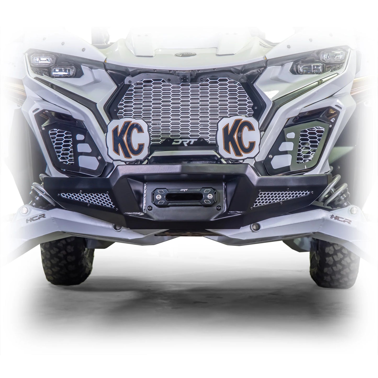 DRT Front Winch Bumper Guard W Mesh Inserts Black Fits: CAN-AM MAVERICK R 2024+ Mounted Front with Fairlead