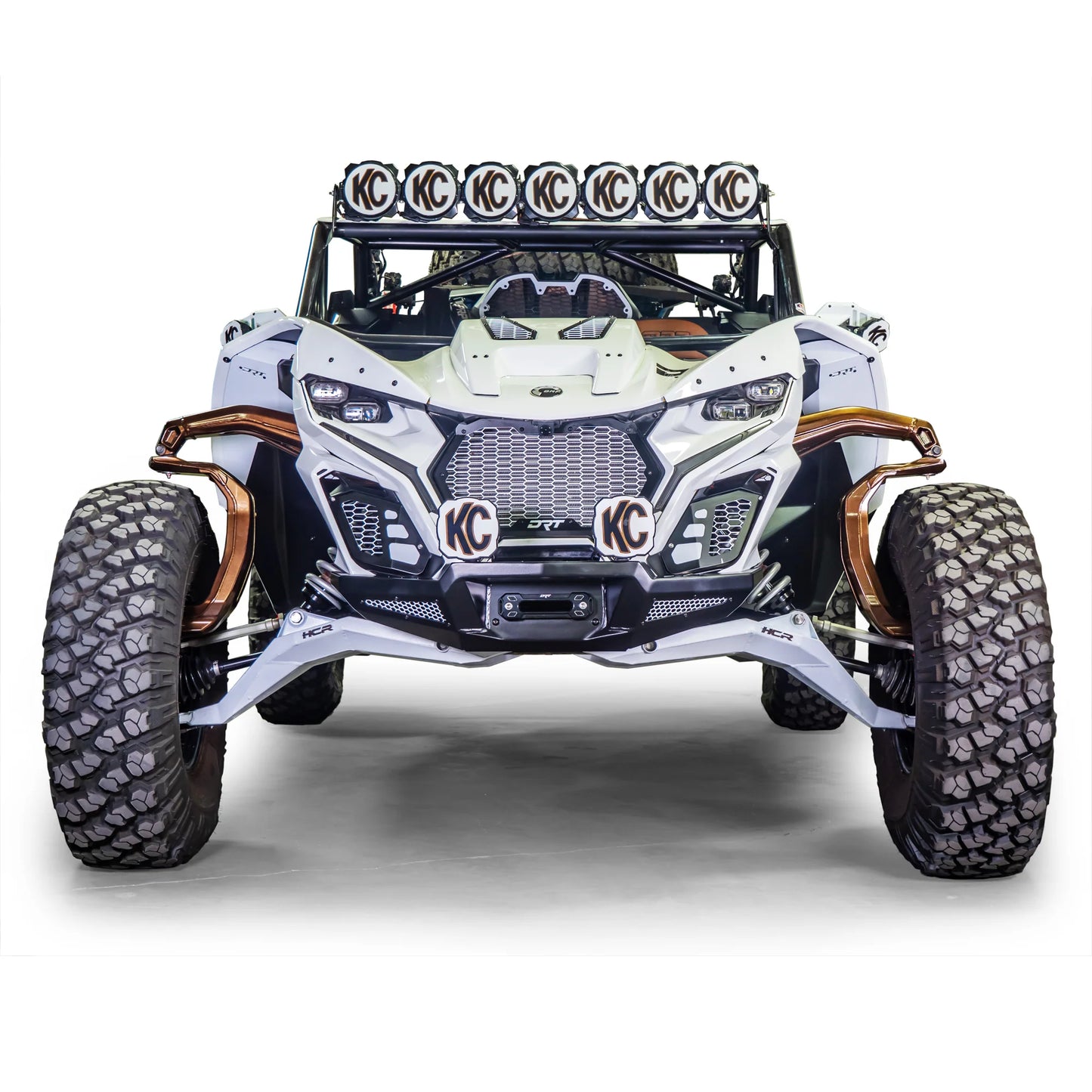 DRT Front Winch Bumper Guard W Mesh Inserts Black Fits: CAN-AM MAVERICK R 2024+ Mounted Front View