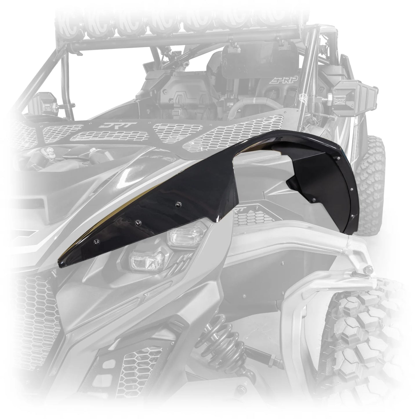 DRT CAN AM MAVERICK R X / XRS 24+ ABS Extended Front Fender Kit Flares Product Black White View