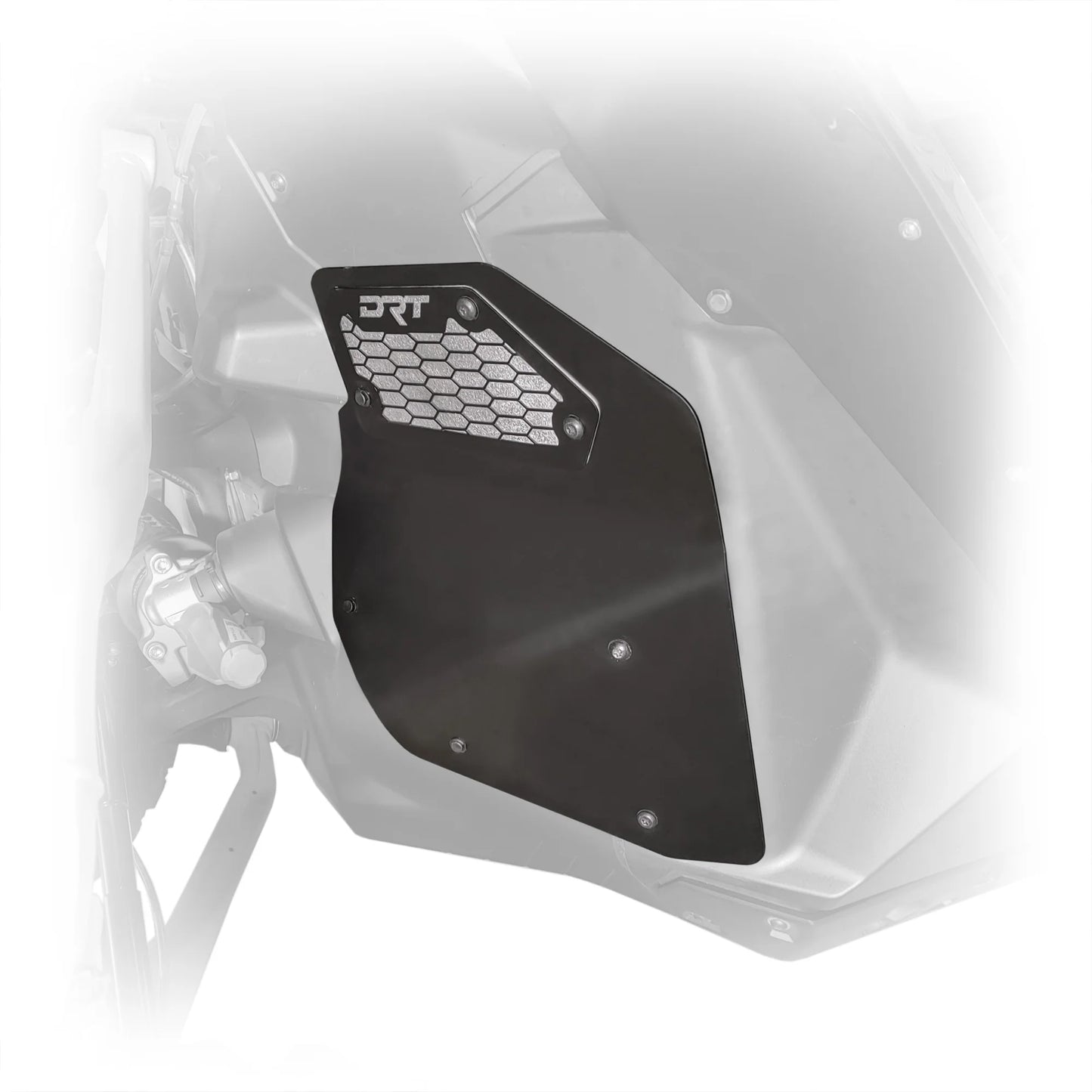 DRT CAN AM MAVERICK R X / XRS 24+ Aluminum Front Inner Fender Rock Guards Black White photo