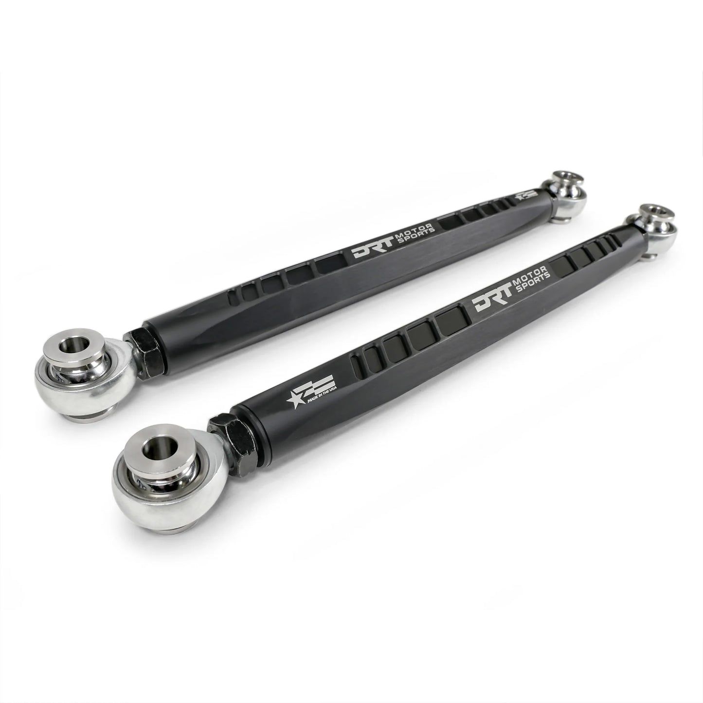 DRT Billet HEX Aluminum REAR Sway Bar Links CAN AM MAVERICK R X XRS 2024+
close up with logo and heims