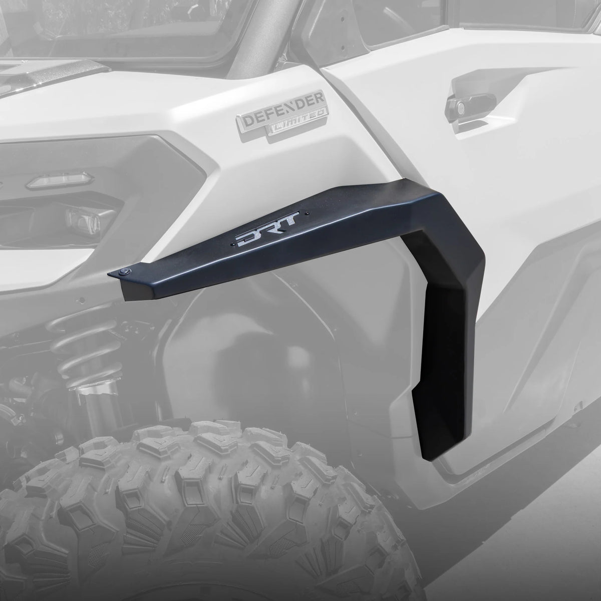Front fender flare mounted on UTV on white background