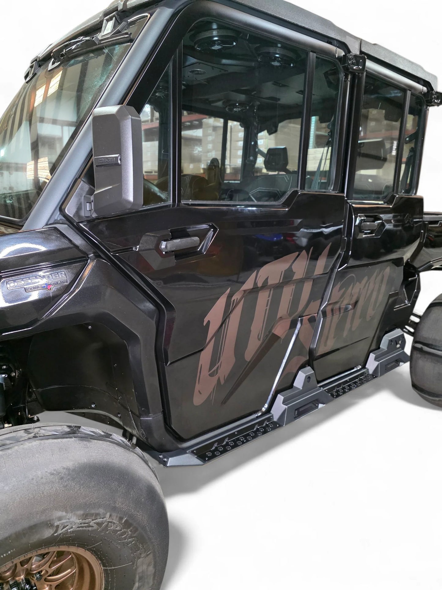 Black UTV with 'UTV Stereo' branding on a white background