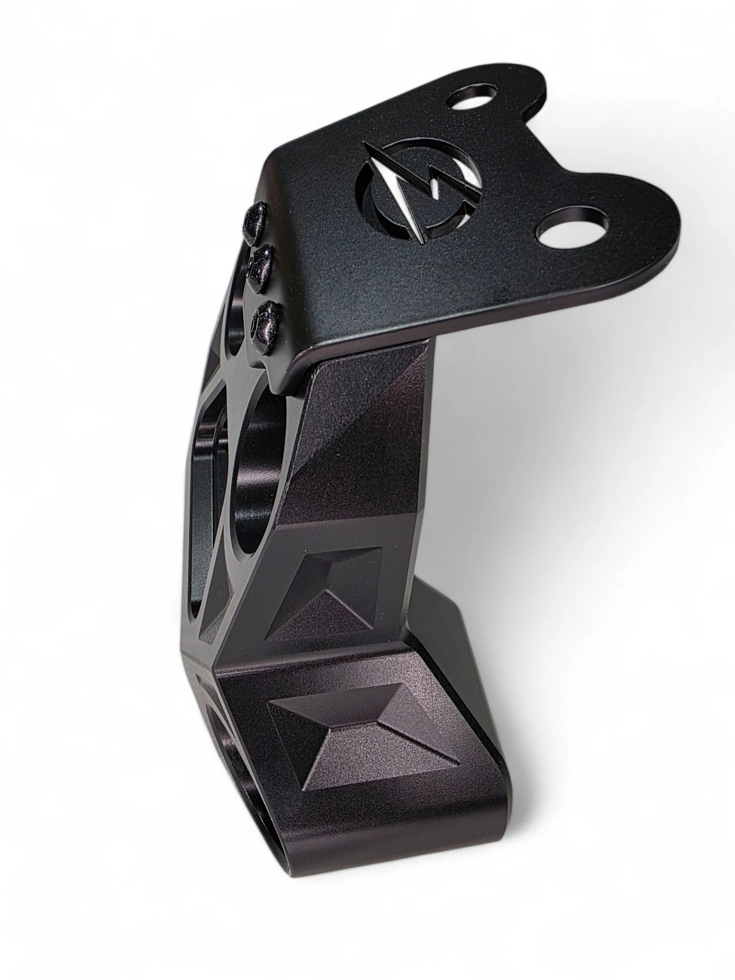 Black metal bracket on a white background