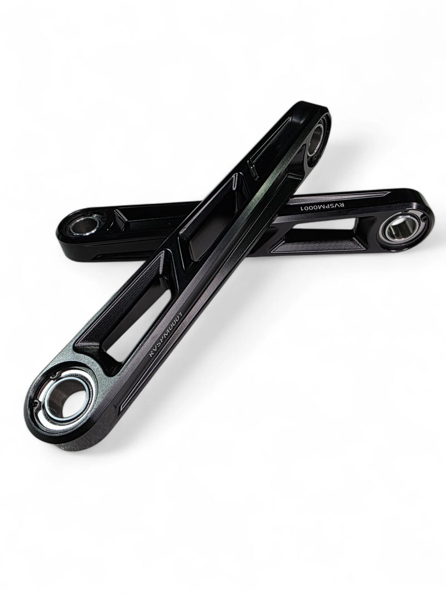 Two Front Sway Bar links crossed on white back ground