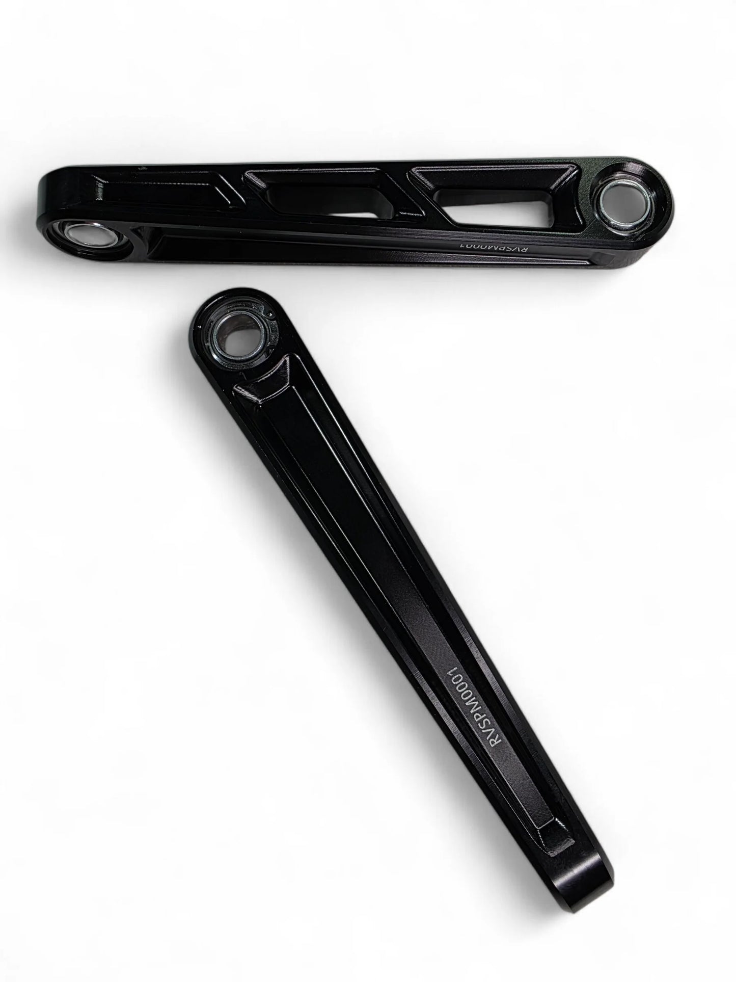 two black sway bar links on a white background