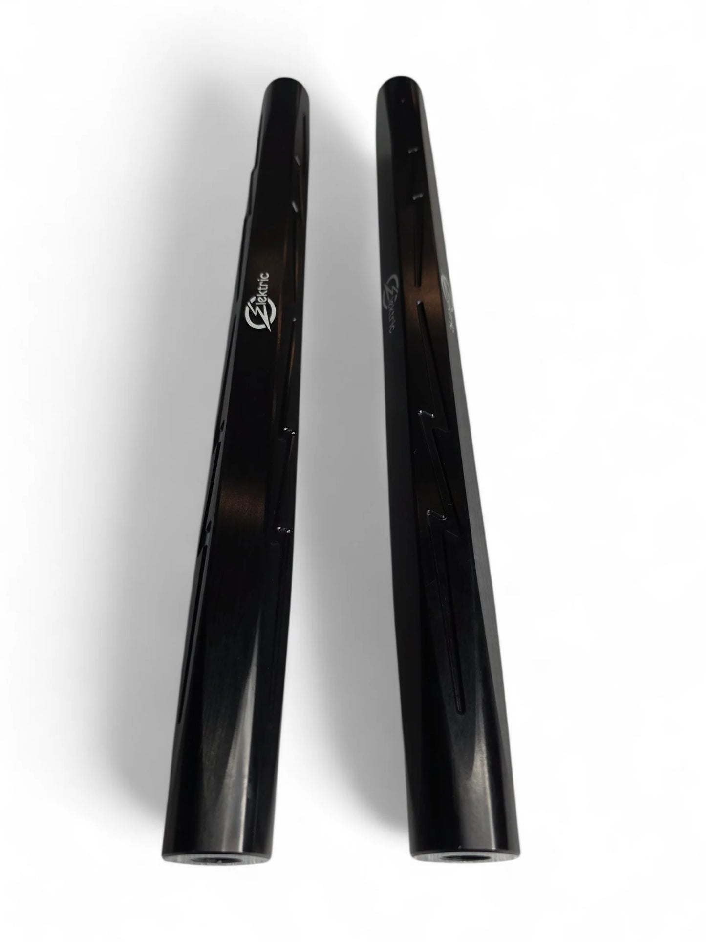 Two black UTV tie Rods on a white background