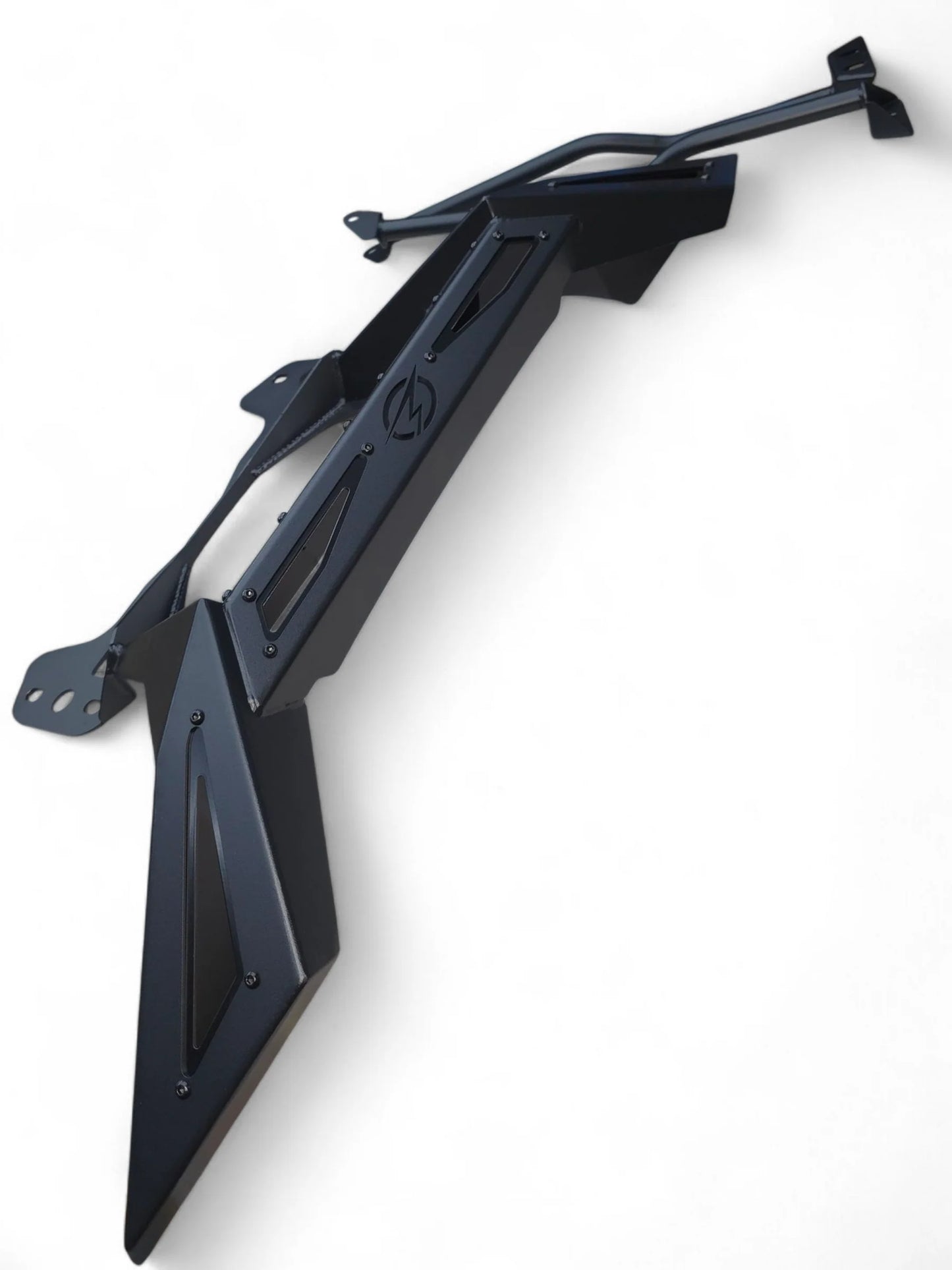 Black motorcycle fairing on a white background