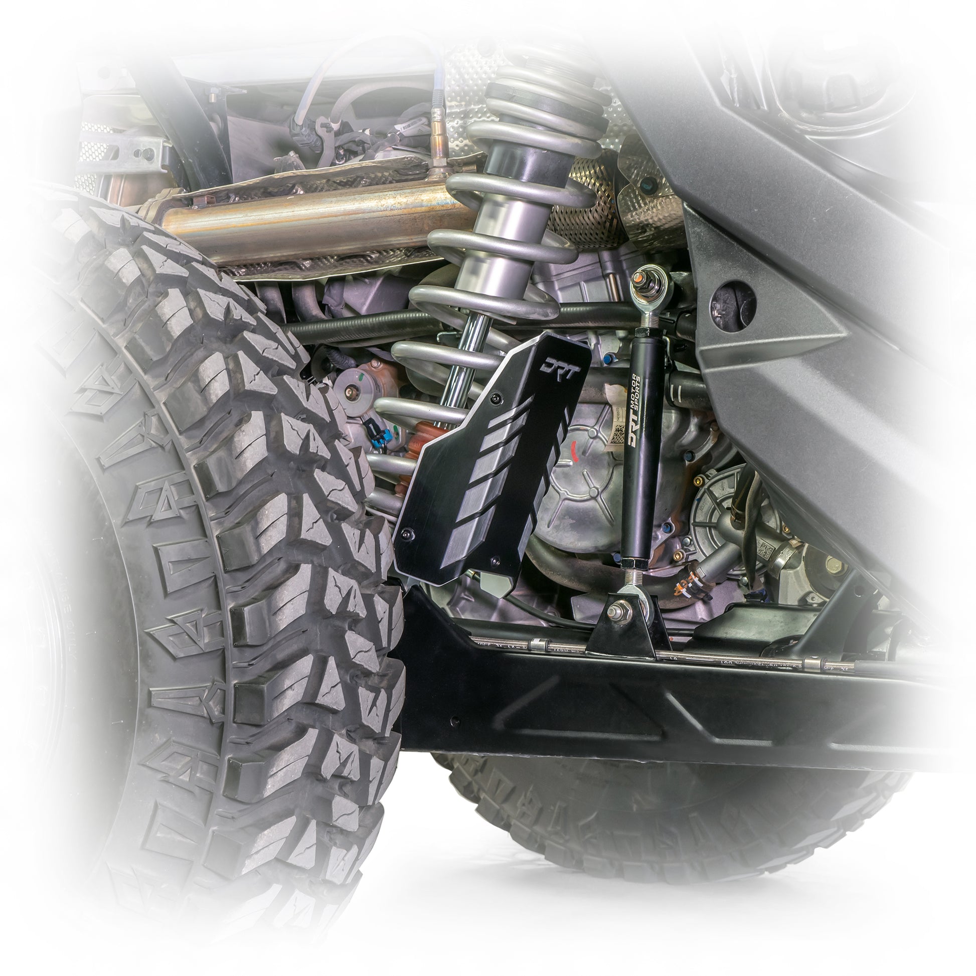 DRT Shock Guard Kit 3.0 in Shock on machine side close view