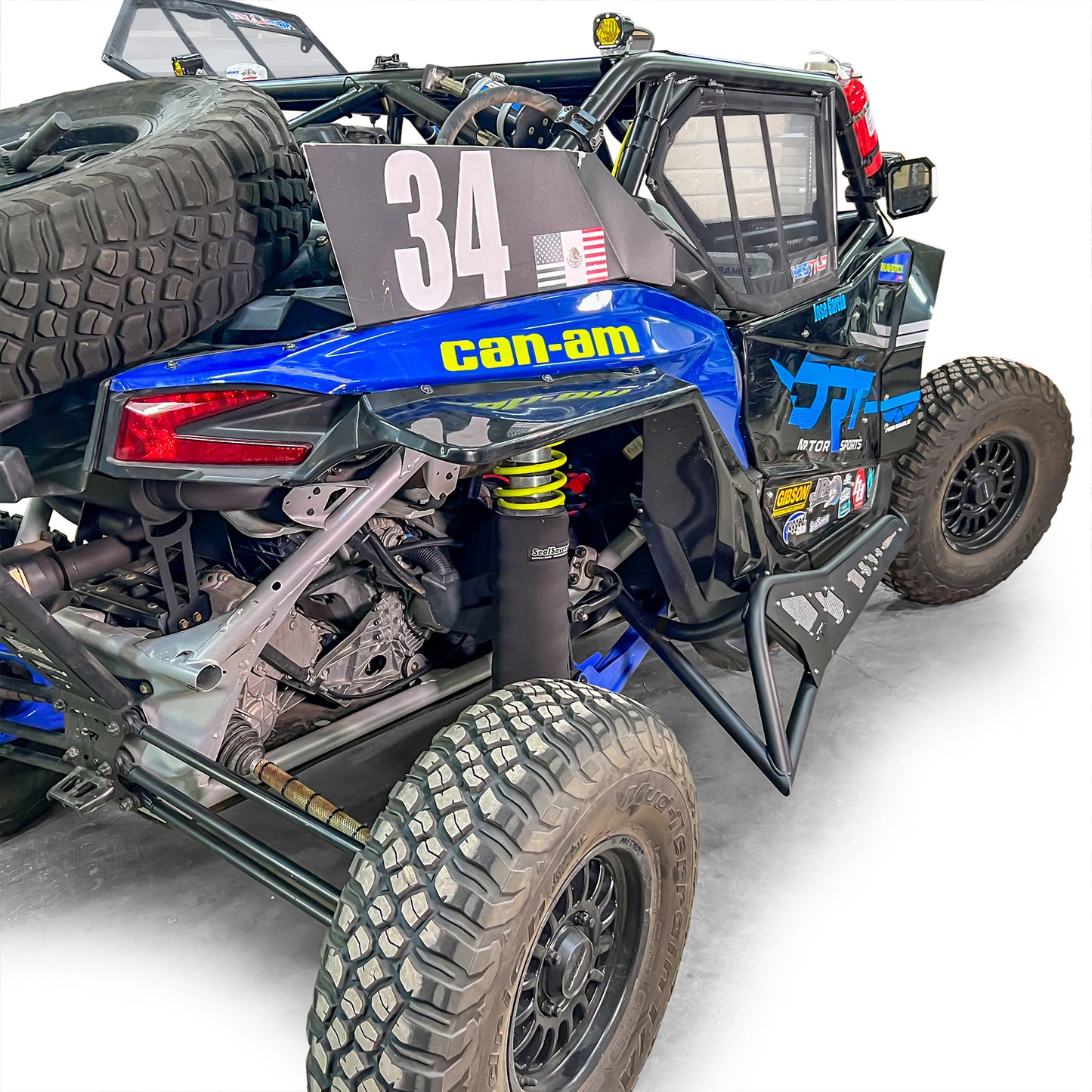 DRT Motorsports Can Am 2017+ Maverick X3 2 door Tree Kickers installed view rear