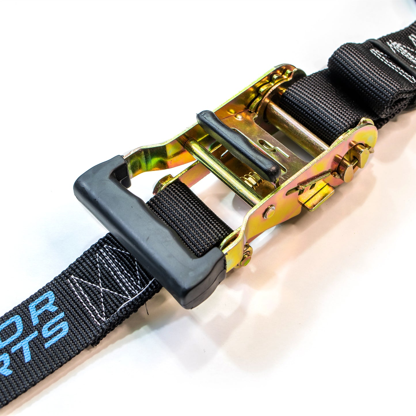 DRT Motorsports Ratcheting 3 point Y-Strap ratchet close up