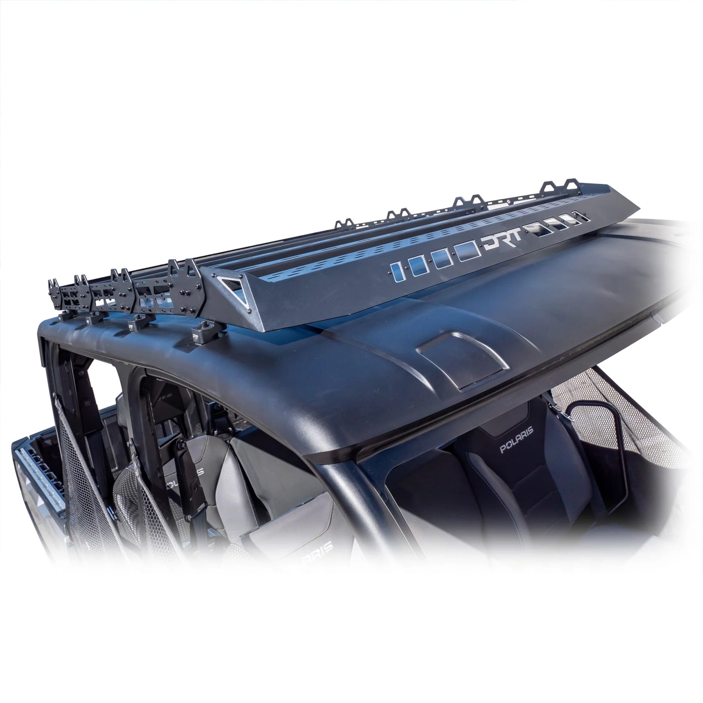 Roof rack system on a vehicle with a white background