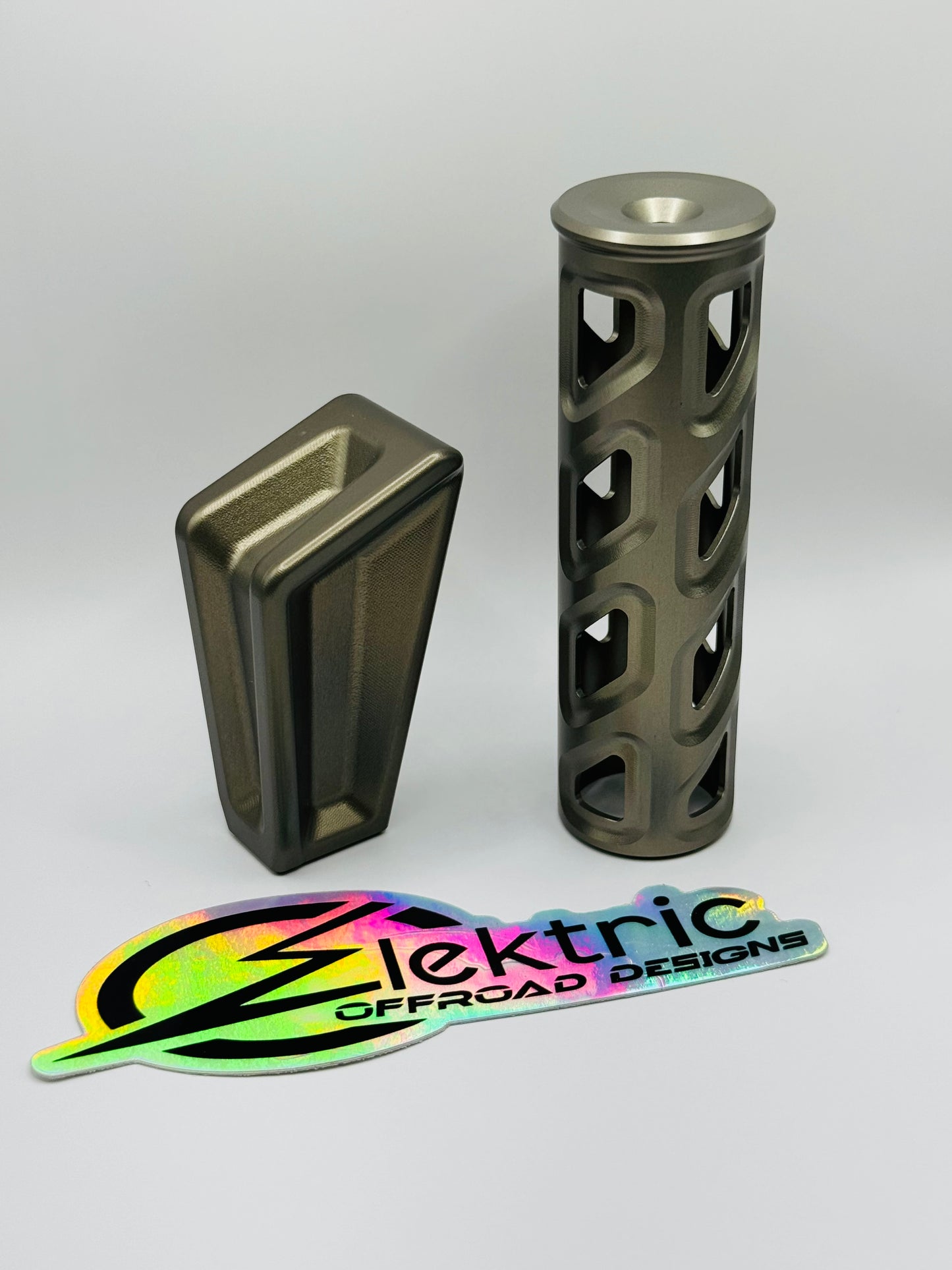 Elektric Offroad Designs Billet Shifter Shift Knob & Passenger Handle Can Am Maverick X3 Gun Metal Side View