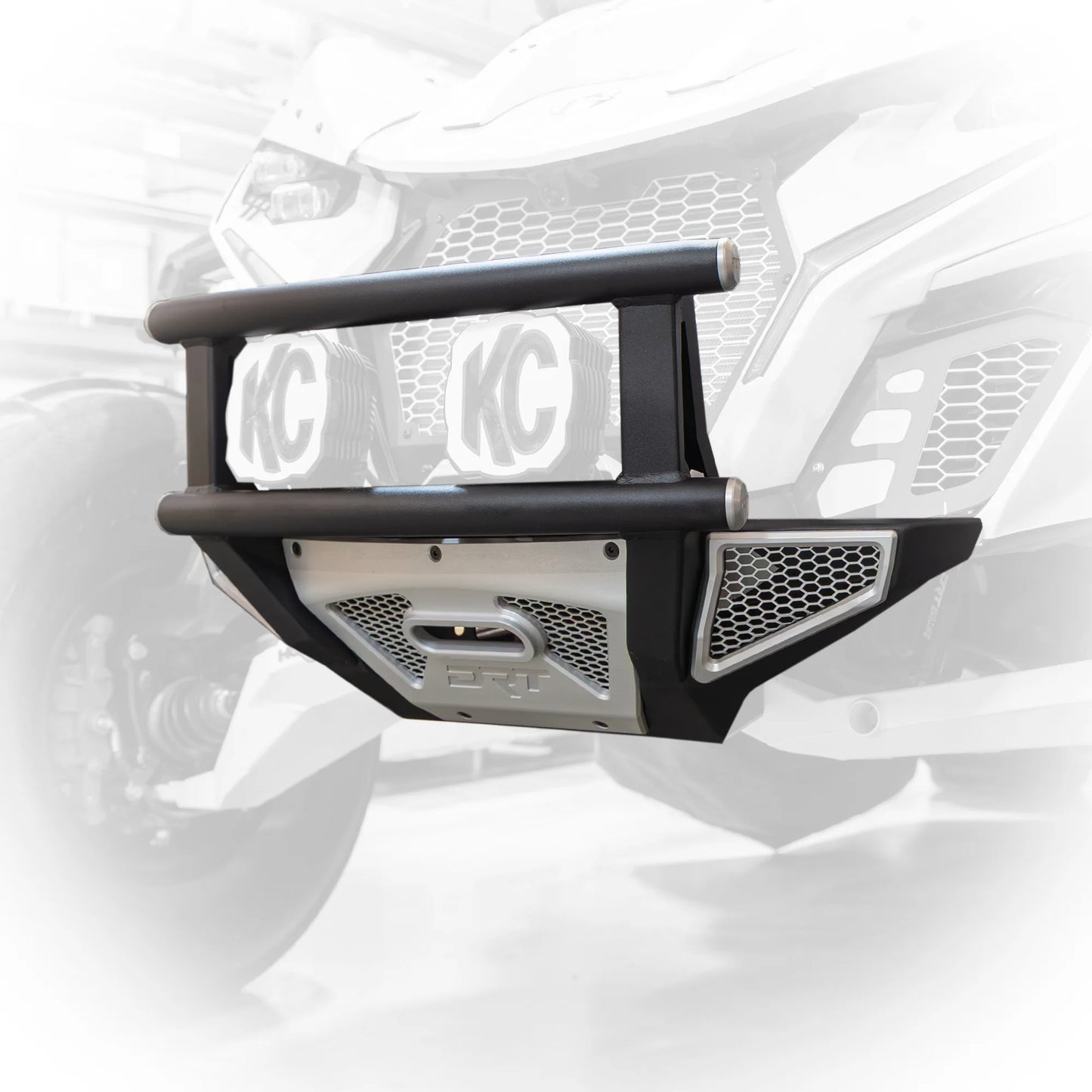 Black vehicle bumper with KC HiLiTES branding on a white background