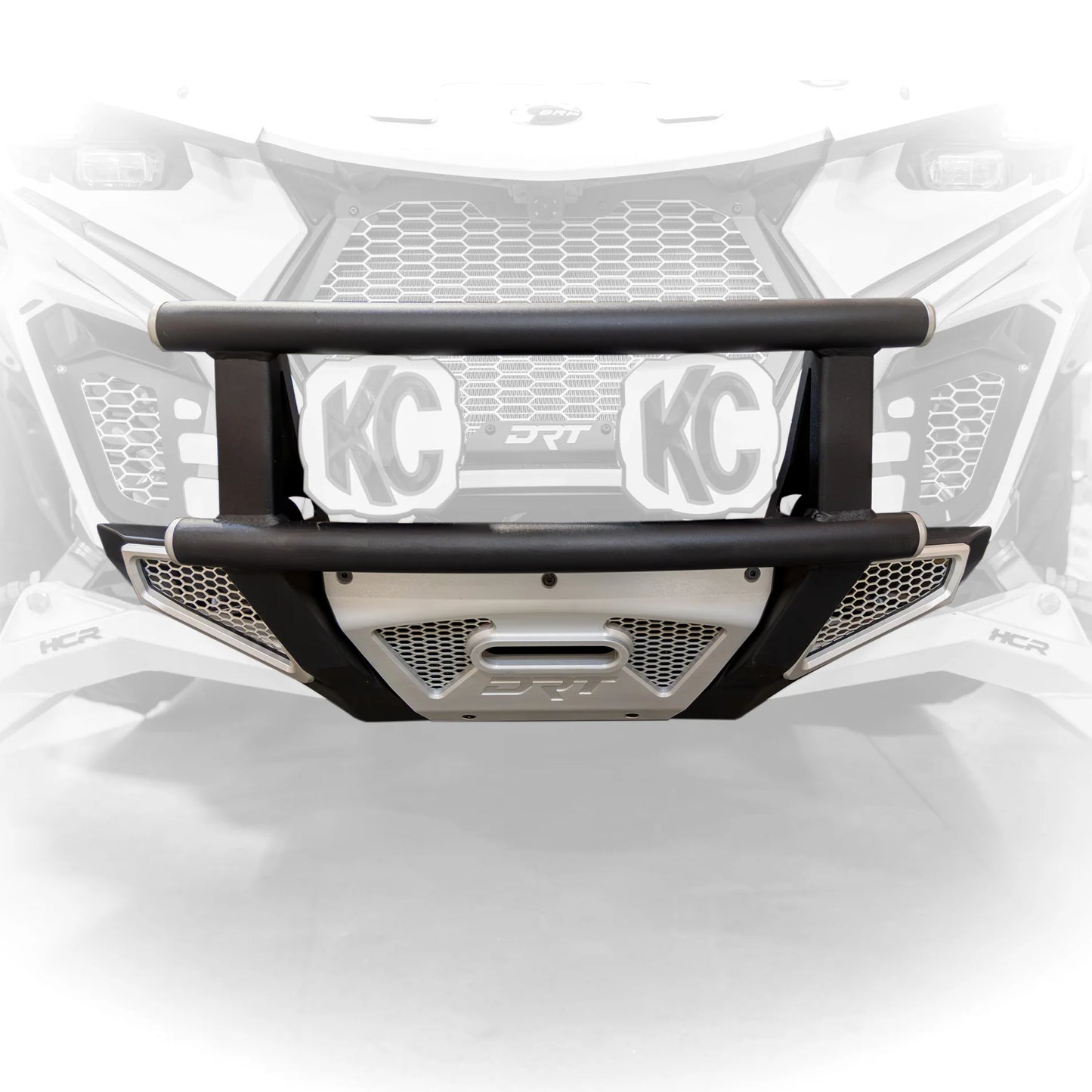 Black bumper on a vehicle with 'KC' branding