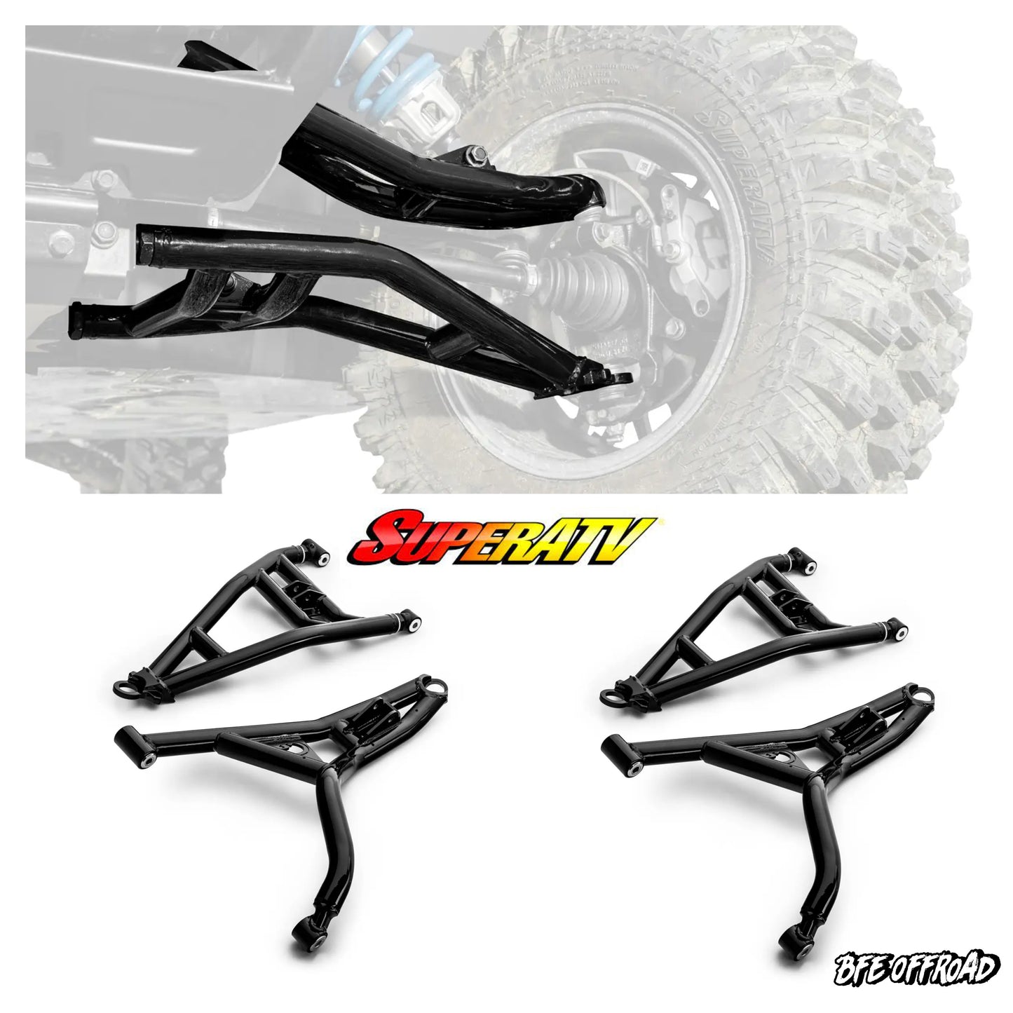 SuperATV Atlas Pro Front 1" Forward Hi Clearance A Arms Arm Polaris Xpedition 2024+ Promo Pic