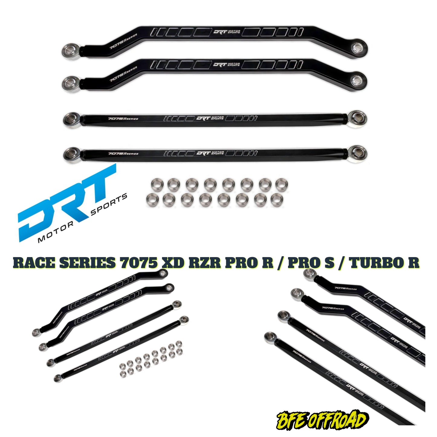 DRT Billet Race Series 7075 XD Hi Clearance Radius Rods Bar Arms RZR PRO R PRO S TURBO R