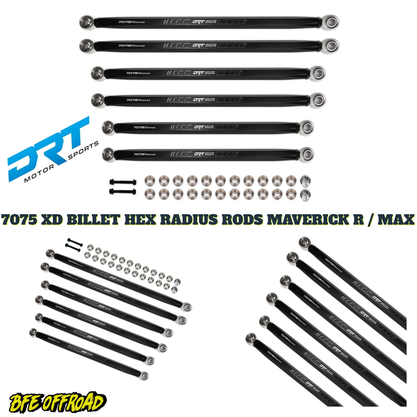 DRT MOTORSPORTS 7075 XD RACE HEX Billet Radius Rods Bars Can Am MAVERICK R X XRS MAX