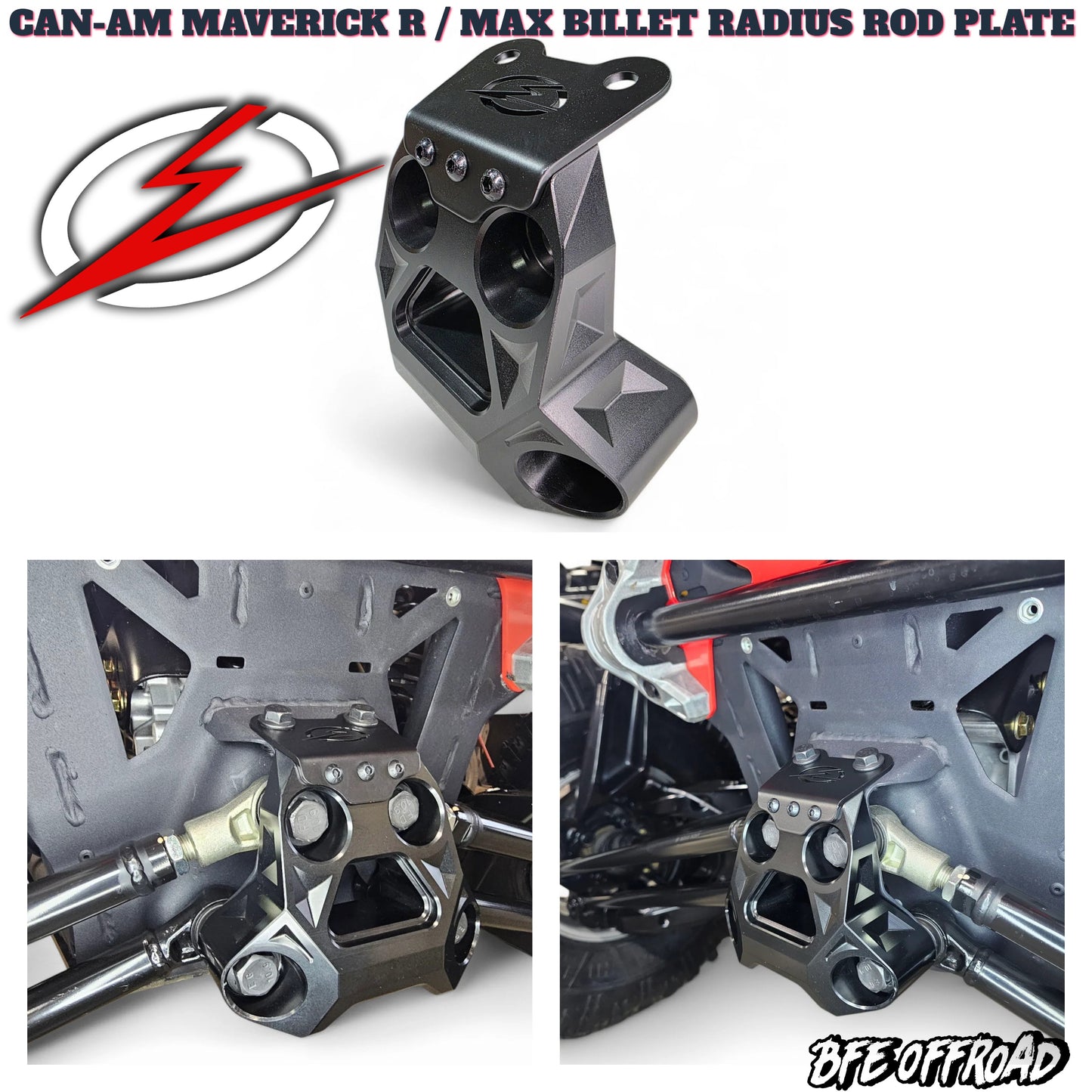 Elektric Offroad Billet Radius Rod Plate Can-Am Maverick R / Max 2024+ BLACK