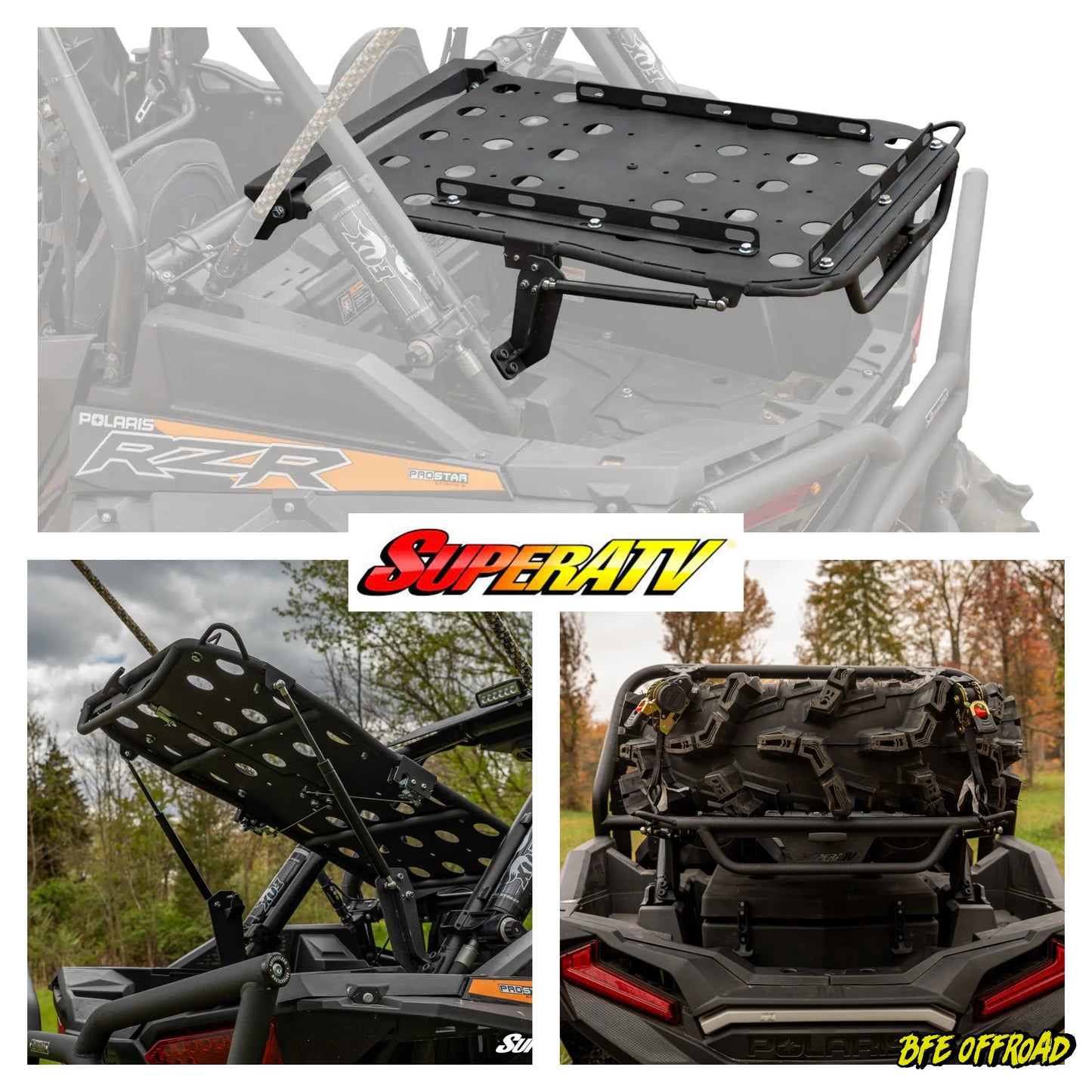SuperATV Adventure Alpha Rack Spare Tire Cargo Carrier POLARIS RZR XP 1000 / TURBO S 14-23