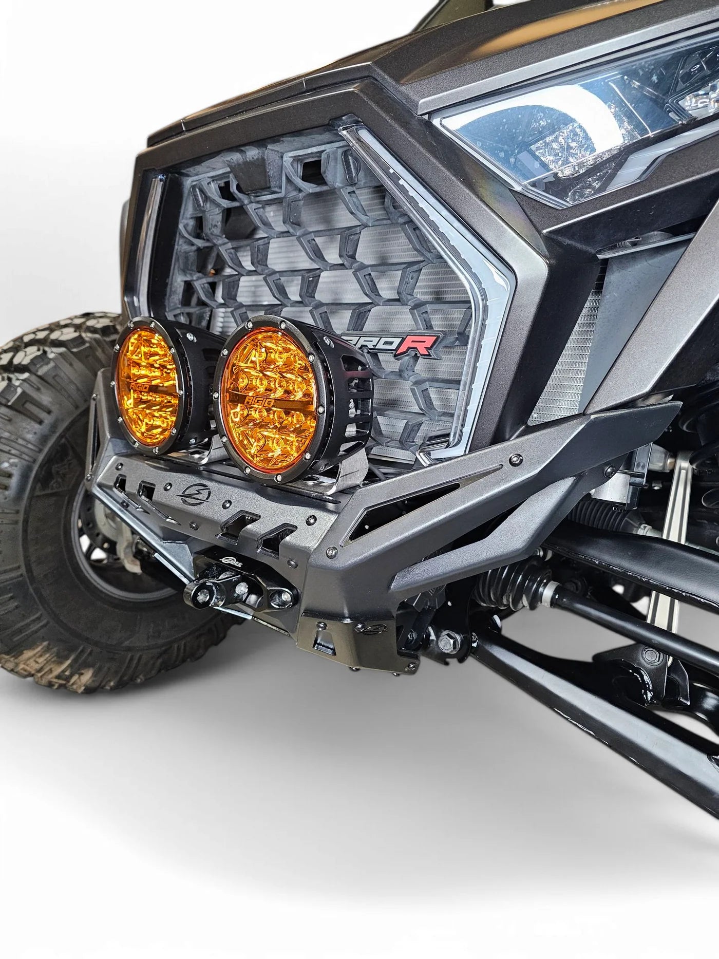 ELEKTRIC OFFROAD VOLT FRONT WINCH BUMPER POLARIS RZR PRO R TURBO R PRO S 2022+ mounted 25 side profile