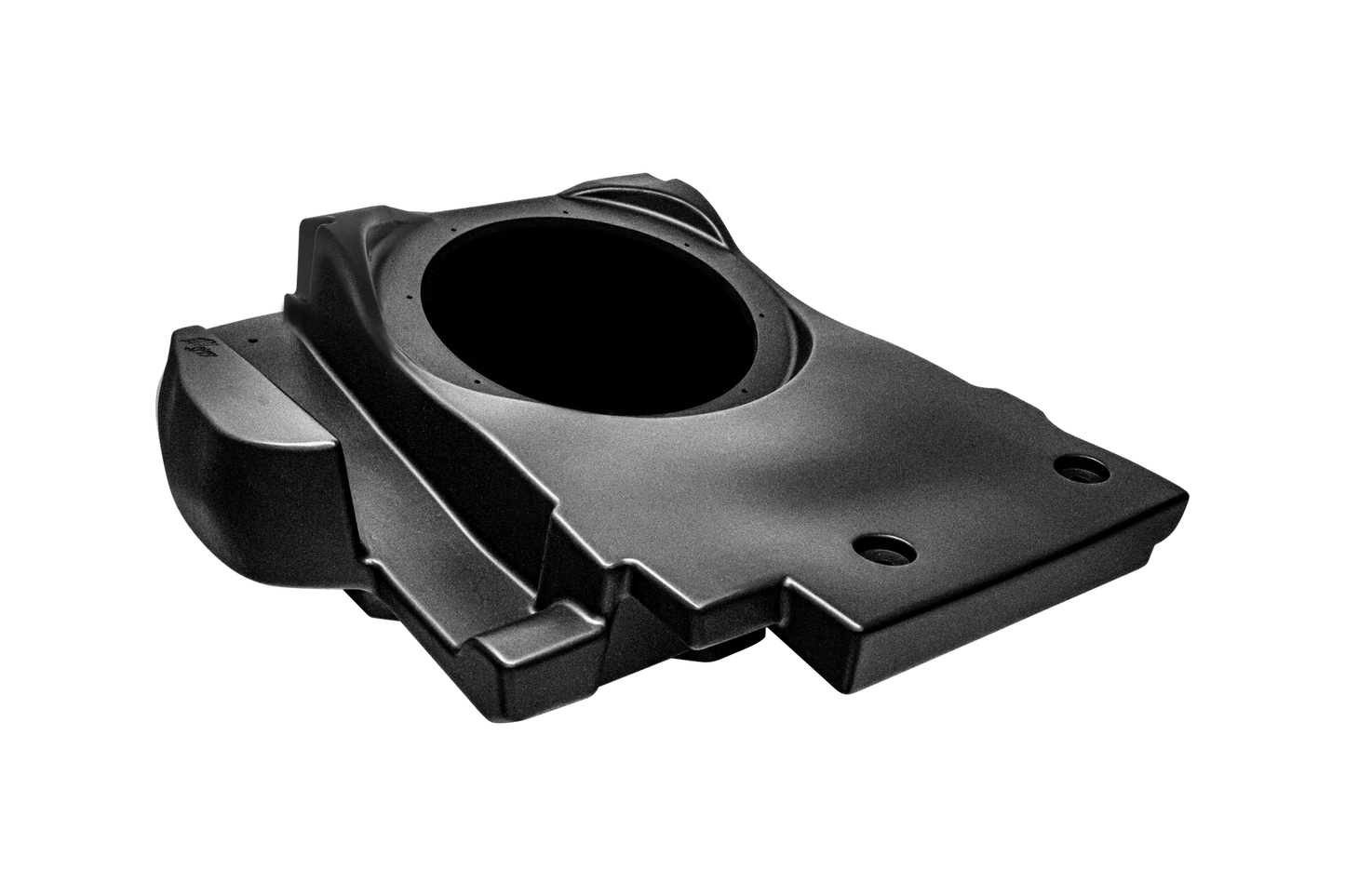 UTV Stereo 2024+ Can-Am Maverick R 10" Under Seat Subwoofer Enclosure Unloaded Drivers Side Front view