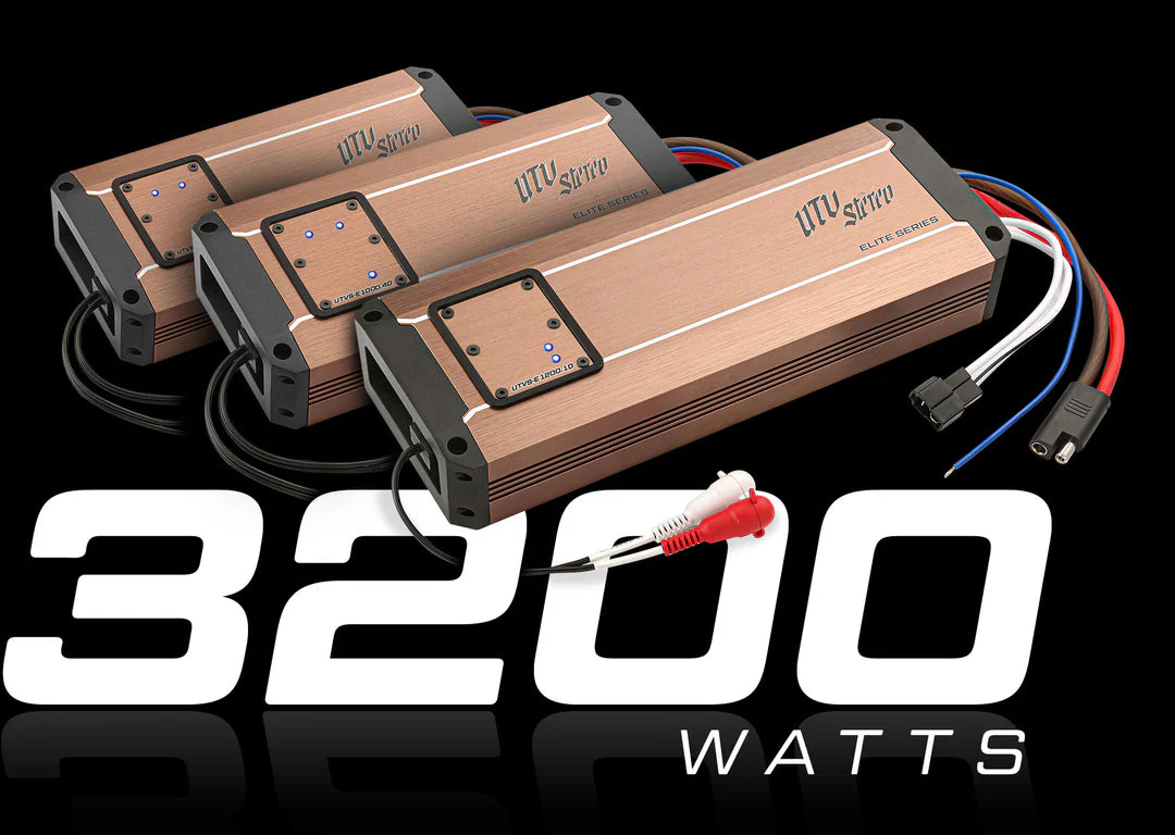 Power amplifier with '3200 Watts' text on a black background