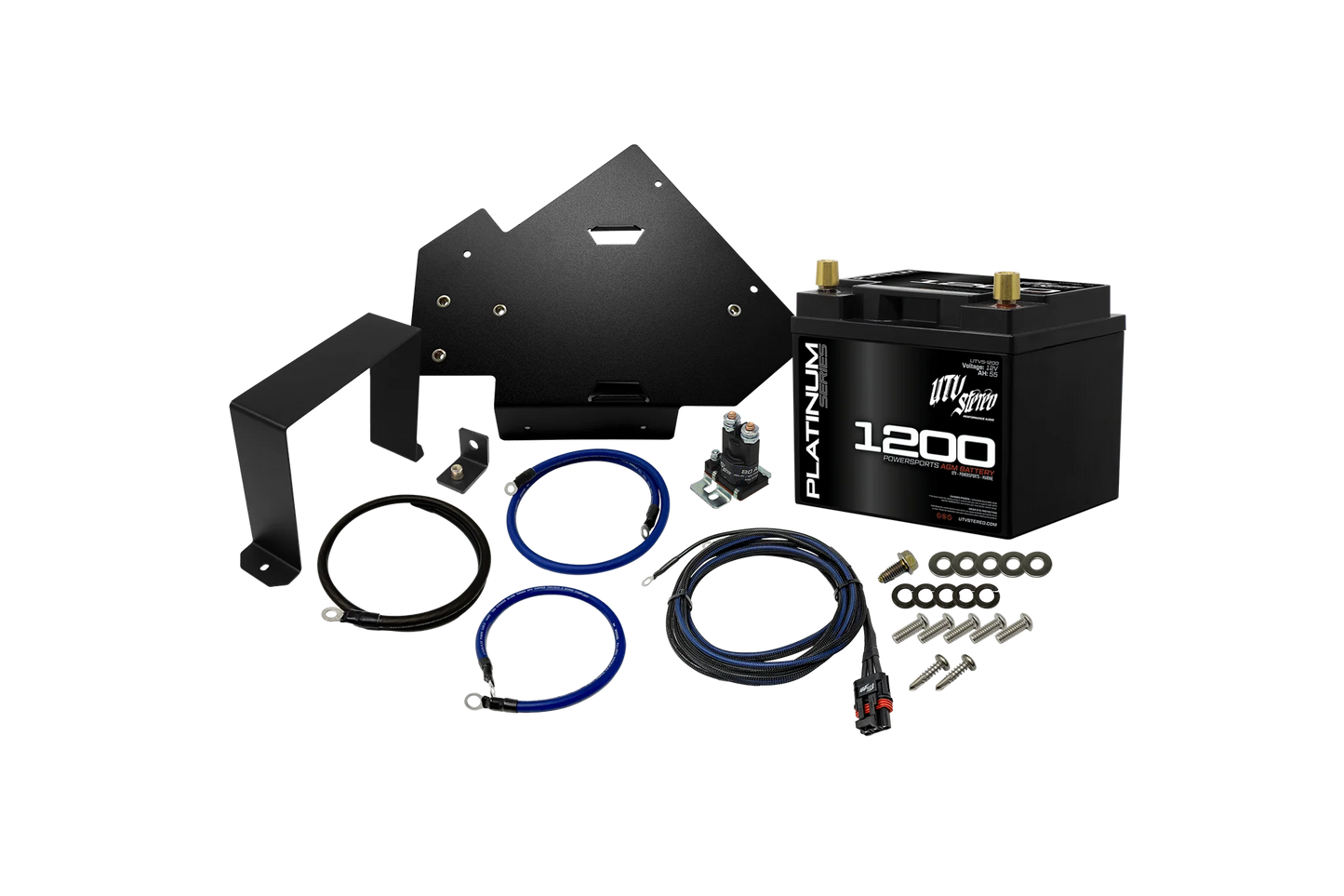 Battery and related components on a white background