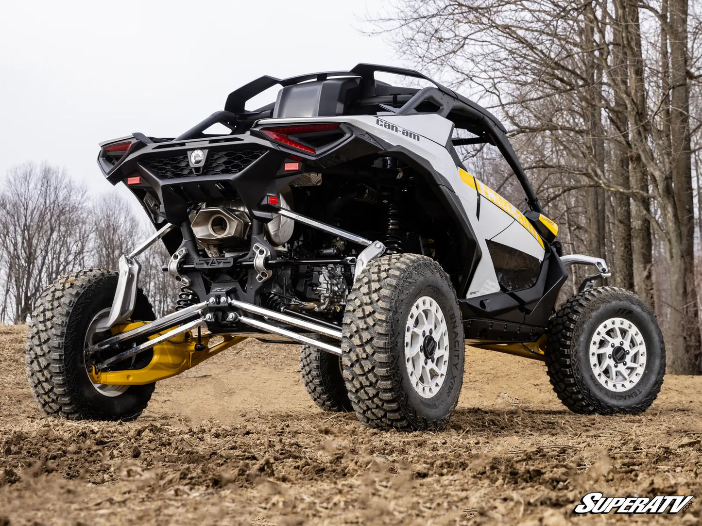 SuperATV HEX Billet Radius Rods Bars Can Am MAVERICK R X XRS 2024+ Mounted on Maverick R