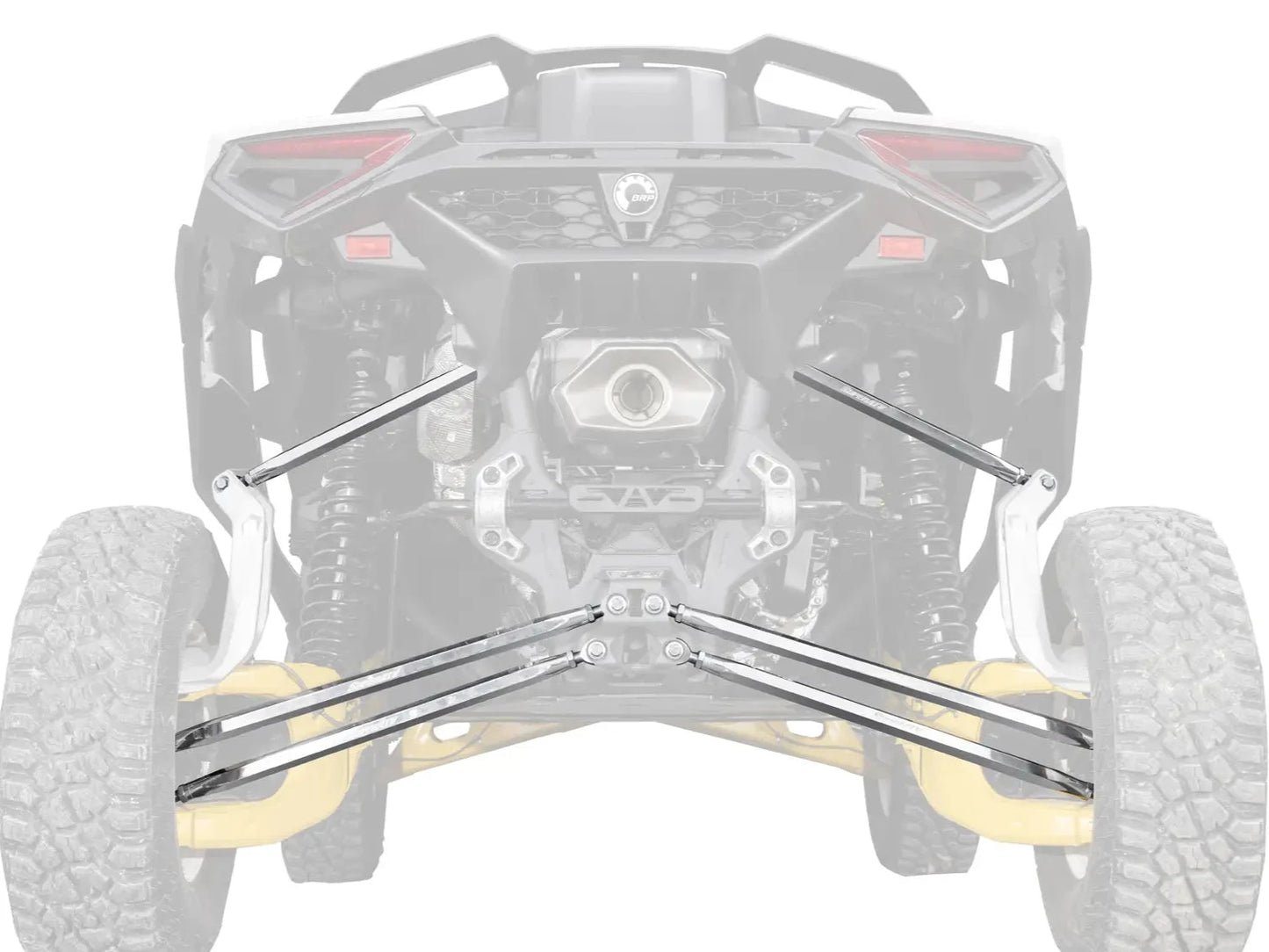 SuperATV HEX Billet Radius Rods Bars Can Am MAVERICK R X XRS 2024+ Mounted