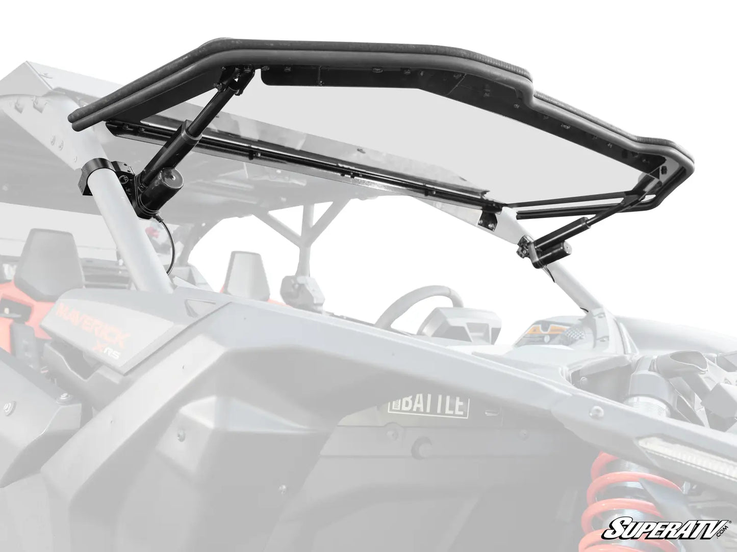 SuperATV MaxDrive Power Flip Windshield Can Am Maverick X3 2017+ Max X DS RS RC opened