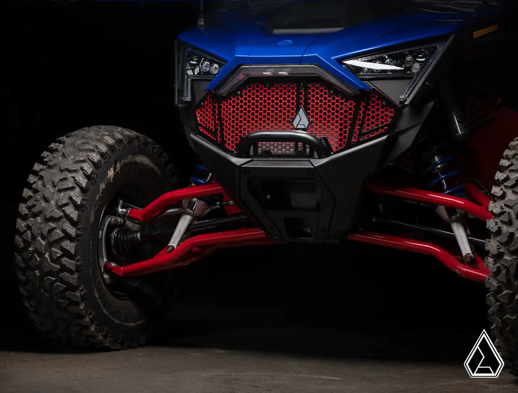 Assault Industries Polaris RZR Pro R /Turbo R Hellfire V2 Front Grille 2022-2024 Mounted Red far view