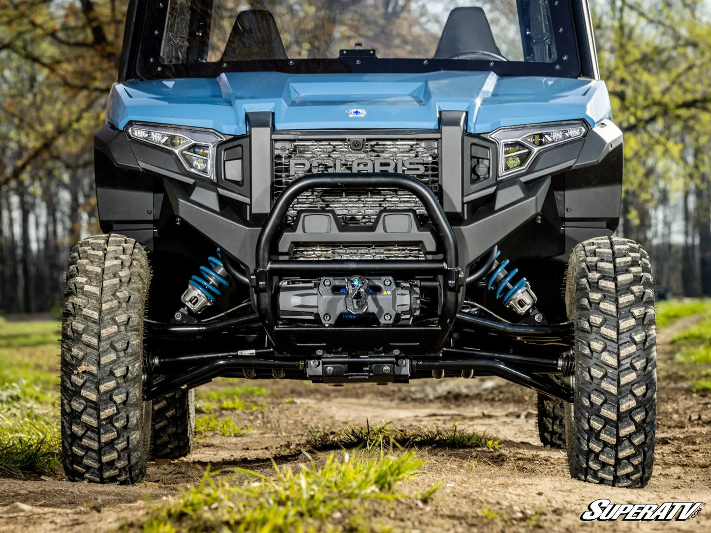 SuperATV Atlas Pro Front 1" Forward Hi Clearance A Arms Arm Polaris Xpedition 2024+ mounted front view
