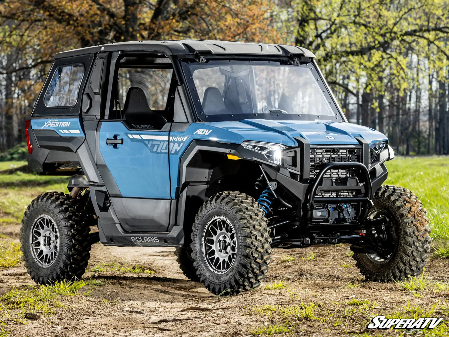SuperATV Atlas Pro Front 1" Forward Hi Clearance A Arms Arm Polaris Xpedition 2024+ mounted vehicle view