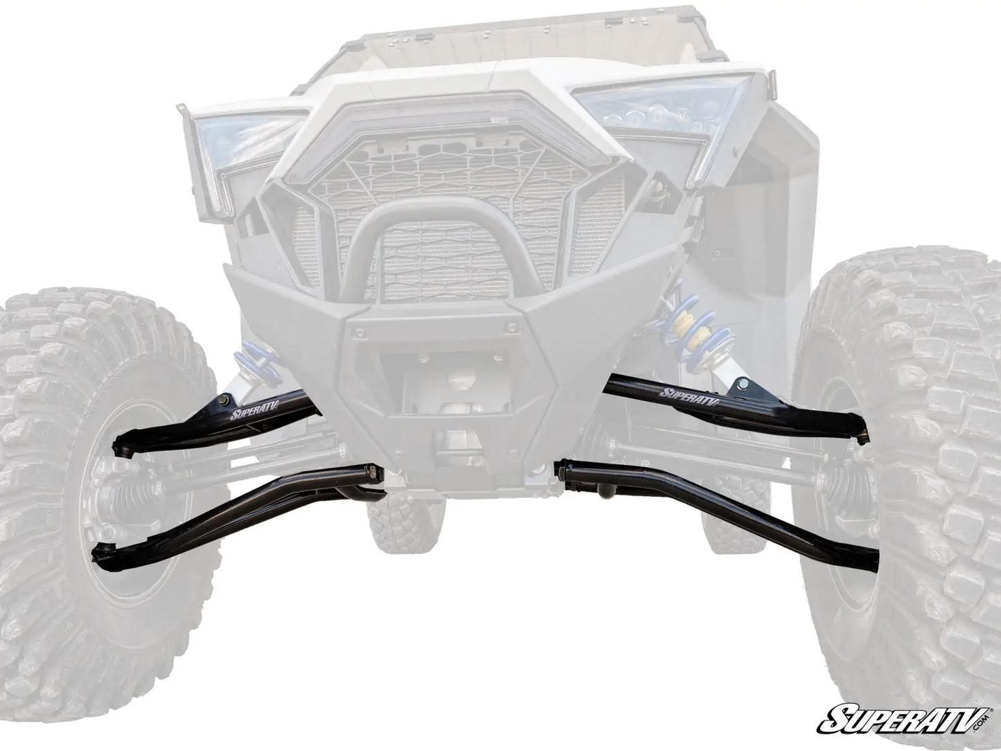 Super ATV High Clearance 1.5" Forward A Arms Black Polaris RZR PRO XP XP4 2020+ Mounted View