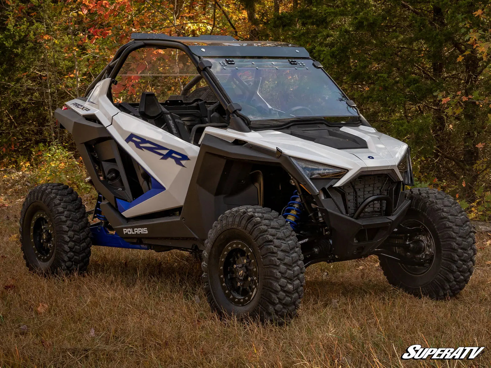 Super ATV High Clearance 1.5" Forward A Arms Black Polaris RZR PRO XP XP4 2020+ Mounted Passenger Side View