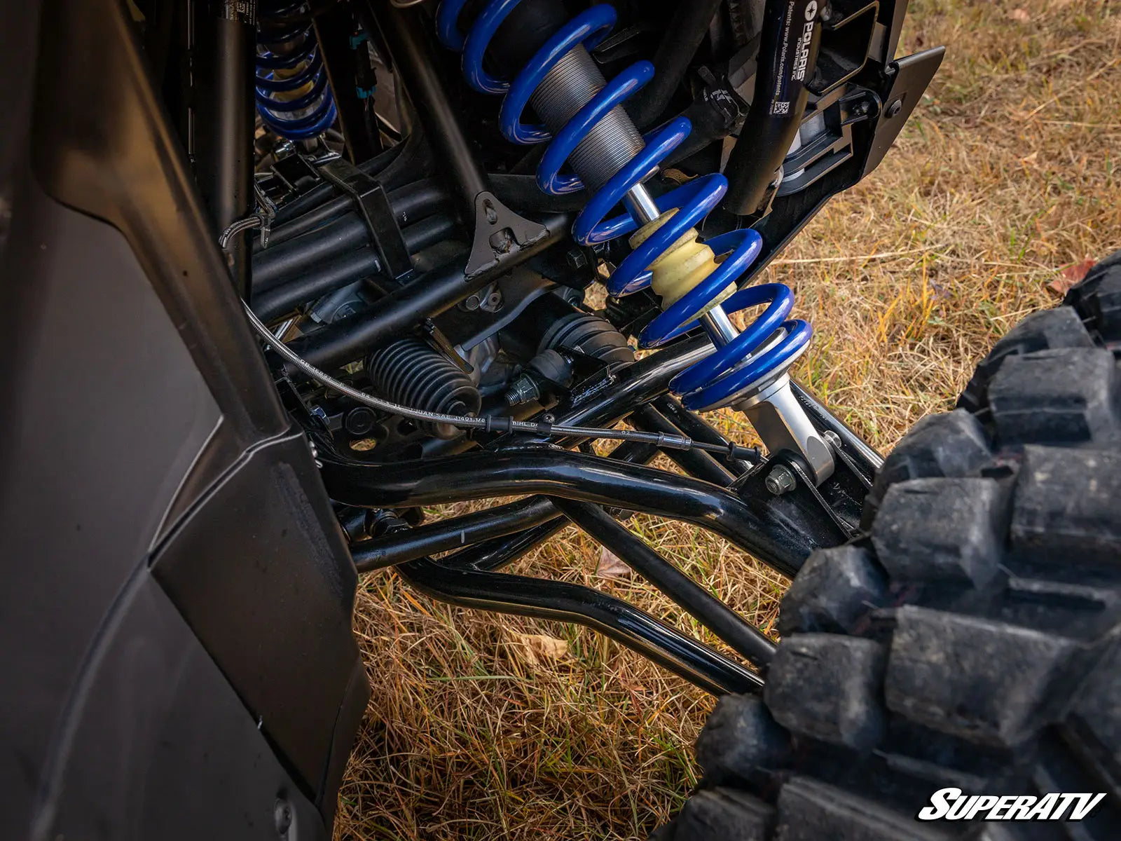 Super ATV High Clearance 1.5" Forward A Arms Black Polaris RZR PRO XP XP4 2020+ Mounted Rear View Passenger Side