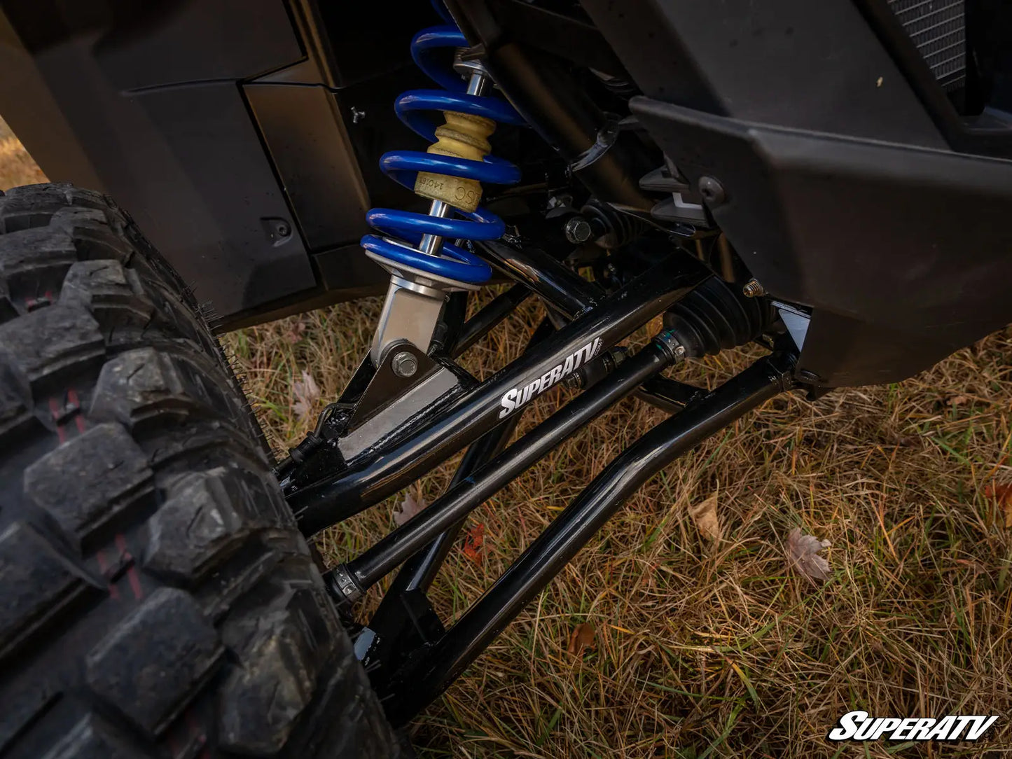 Super ATV High Clearance 1.5" Forward A Arms Black Polaris RZR PRO XP XP4 2020+ Mounted View
